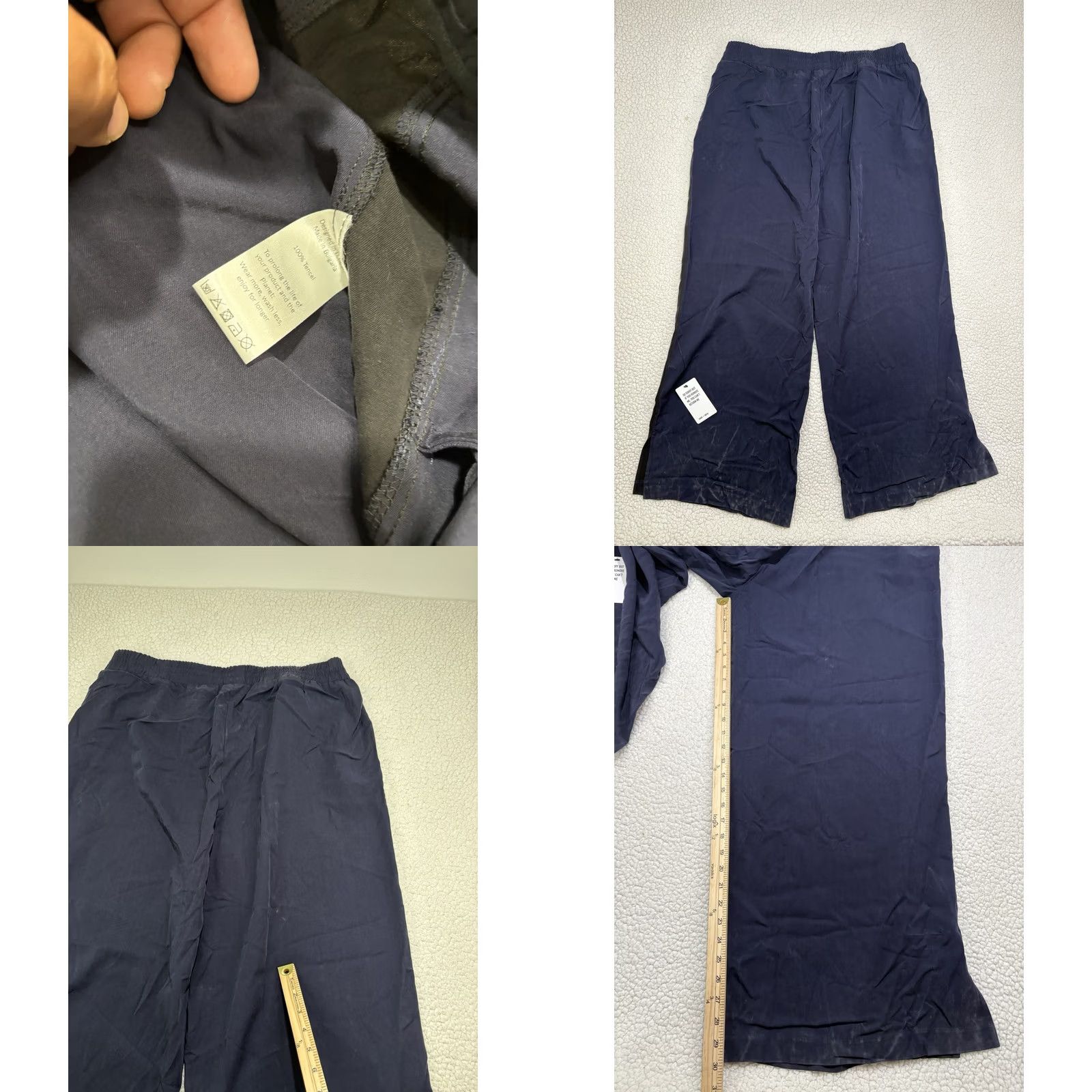 Vintage Saint + Sofia Pants Womens 16 Adaline Wide Leg Pull On Elastic Waist Navy Blue Striped Tencel 30 in Inseam Size 38" / US 16 / IT 52 - 8 Thumbnail