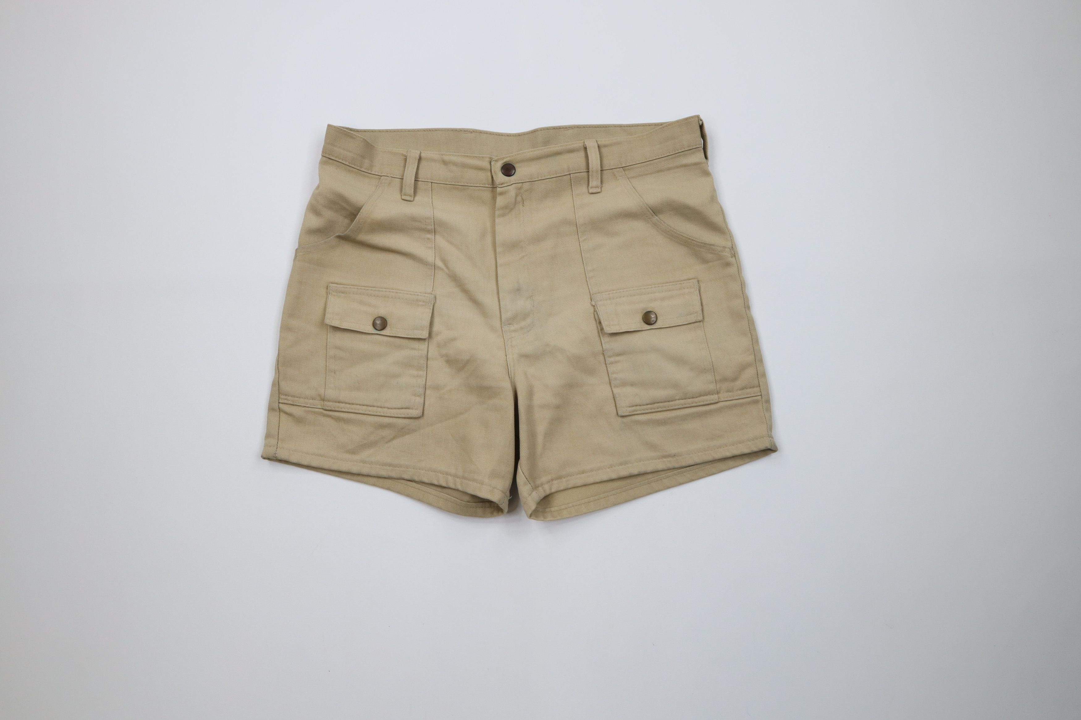 Vintage Vintage 70s Streetwear Knee Chino Short Shorts Beige USA Size US 34 / EU 50 - 1 Thumbnail