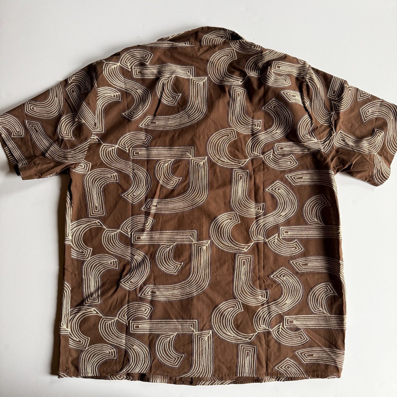 Other Fanm Mon Brown Embroidered SS Camp Shirt - 100% Cotton Size US L / EU 52-54 / 3 - 6 Thumbnail