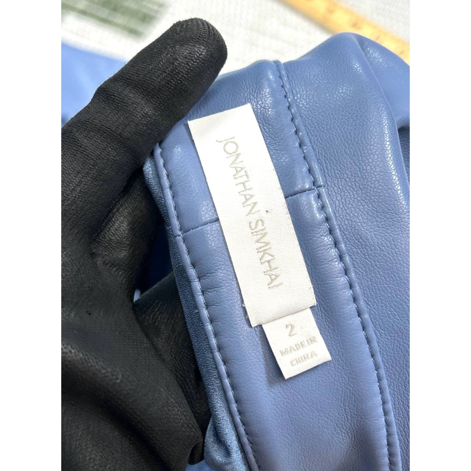 Jonathan Simkhai Jonathan Simkhai Tessa Faux Leather Pants Womens 2 Blue Mid Rise Straight Leg Size 26" / US 2 / IT 38 - 7 Thumbnail