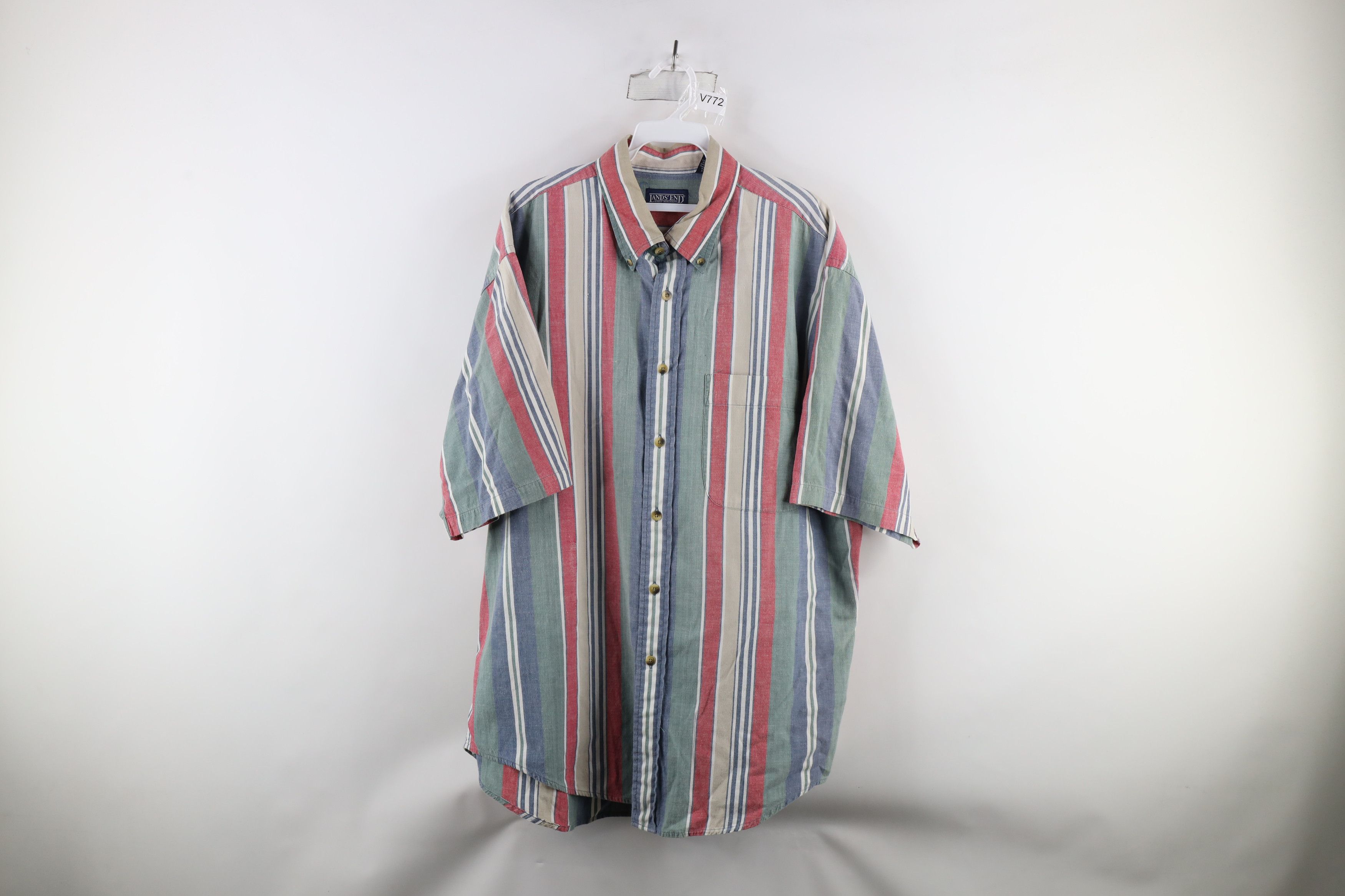 Lands' End × Vintage Vintage 90s Lands End Striped Button Down Shirt Cotton Size US L / EU 52-54 / 3 - 1 Thumbnail