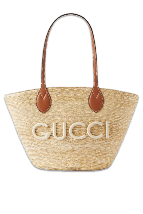 Gucci o1la5ras0526 Size: OS / Medium Straw Tote Bag Gucci Patch Size ONE SIZE - 1 Thumbnail