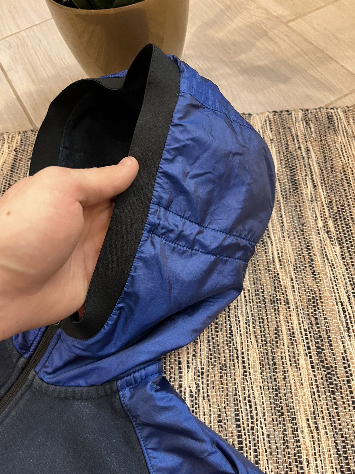 Nike × Vintage Vintage Nike zip Hoodie navy faded nylon hood minimalistic Size US L / EU 52-54 / 3 - 11 Thumbnail