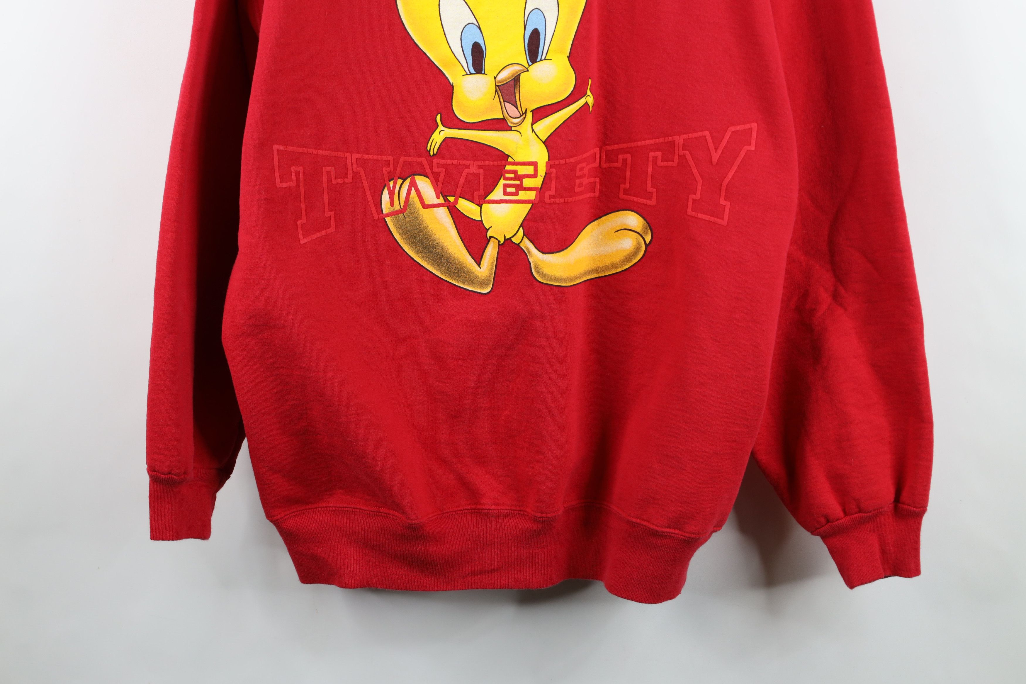 Vintage Vintage 90s Looney Tunes Tweety Bird Sweatshirt Red USA Size XL / US 12-14 / IT 48-50 - 3 Thumbnail