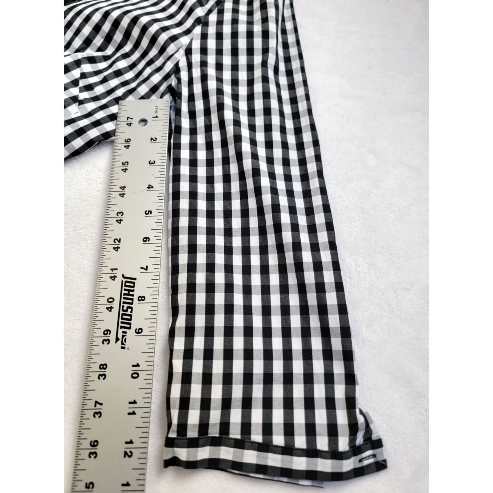 Vintage Lafayette 148 Women's Leigh Gingham 3/4 Sleeve Button Up Shirt Black/White 8 Size M / US 6-8 / IT 42-44 - 8 Thumbnail