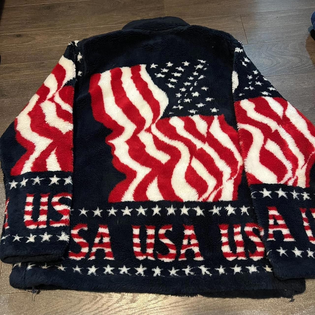 Designer Vintage Usa Flag Full Zip Collared Fleece Sweatshirt Size US M / EU 48-50 / 2 - 2 Thumbnail