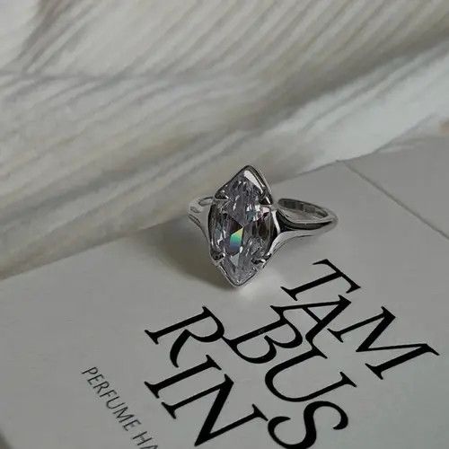 Jewelry Trendy Elegant Geometric Sparkling Stone Adjustable Ring Size ONE SIZE - 1 Thumbnail