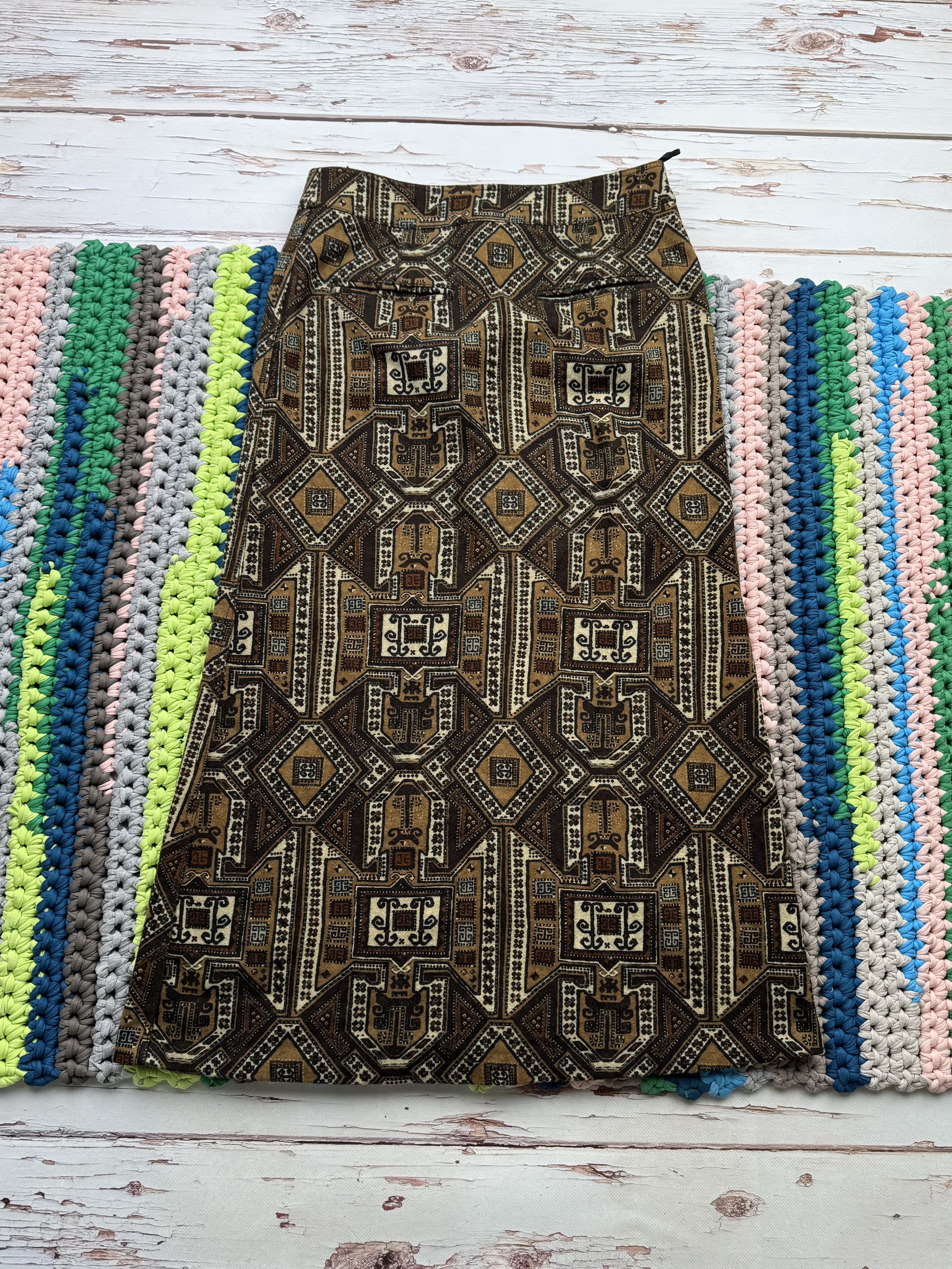 Hache Hache Vintage Wool Printed Maxi Skirt (D10) Size 28" / US 6 / IT 42 - 7 Thumbnail
