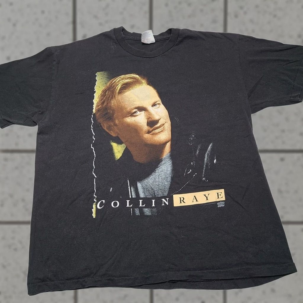 Hanes VINTAGE Collin Raye T-Shirt Men's XL Concert 90s Promo Black Short Sleeve Crew Neck Graphic Print Double-Sided Men Size US XL / EU 56 / 4 - 1 Thumbnail