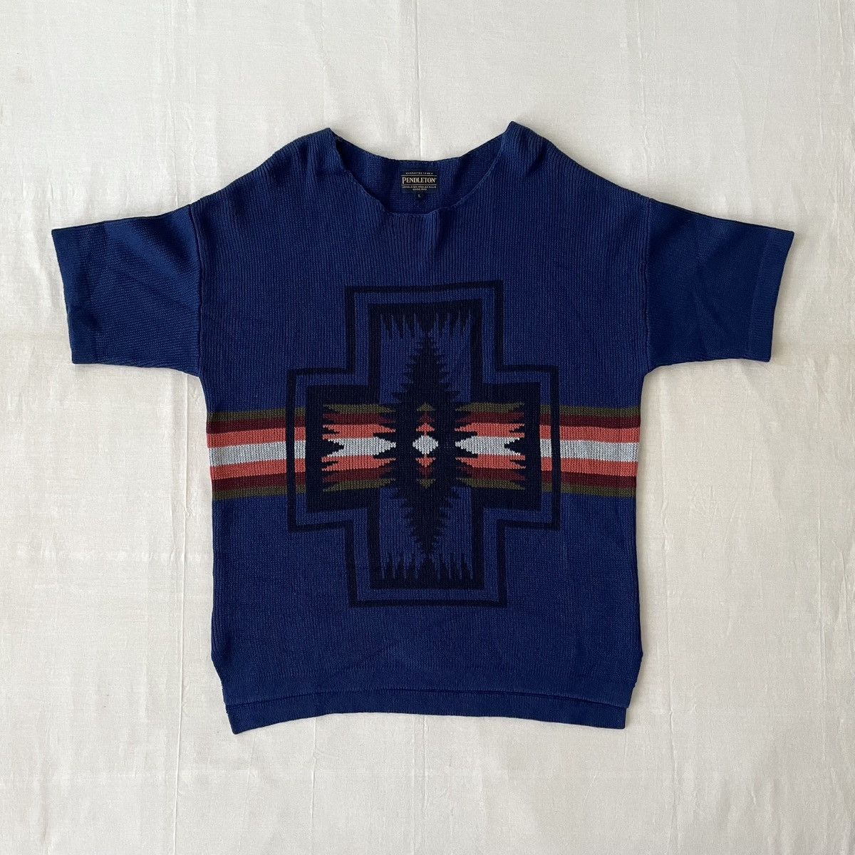 Pendleton Pendleton Harding Cotton Sweater Aztec Motif in Indigo Size US L / EU 52-54 / 3 - 1 Thumbnail