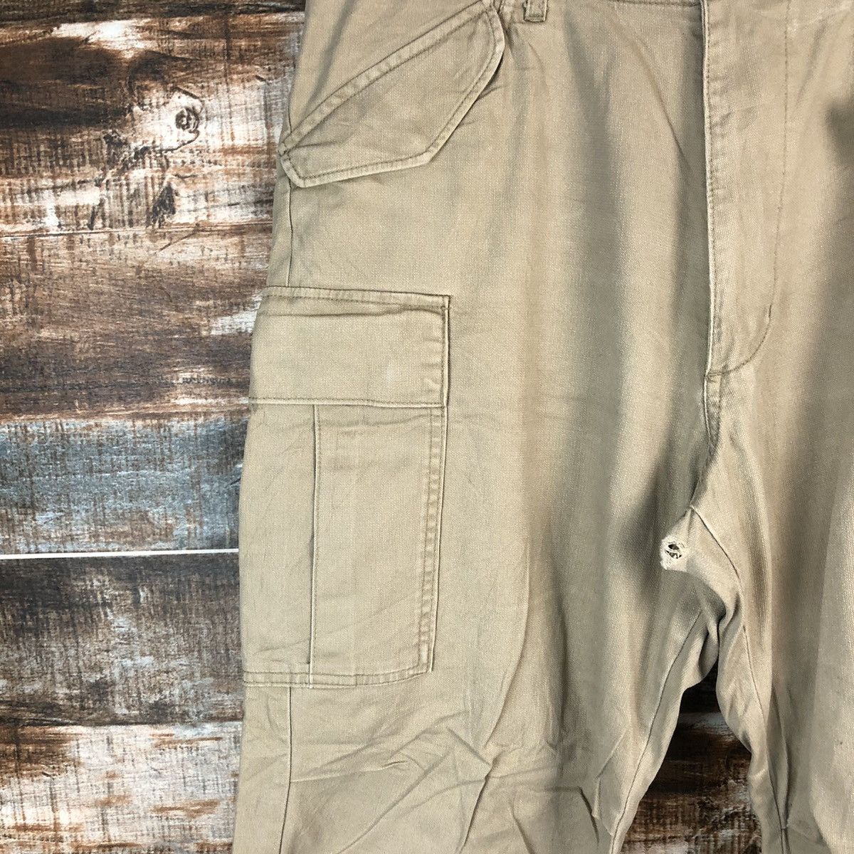 Japanese Brand Back Number Cream Cargo Multipocket Pants #A1423 Size US 33 - 9 Thumbnail