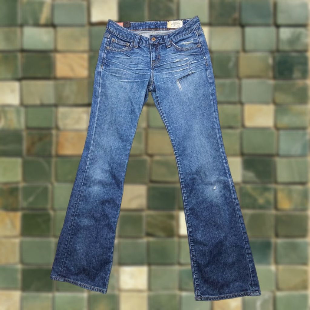 Gap VINTAGE Gap 1969 Jeans Flared 27x32 Dark Blue 5-Pocket Denim Stretch Juniors 2006 USA 90s Boho Festival Hippie Size 25" / US 0 / IT 36 - 1 Thumbnail