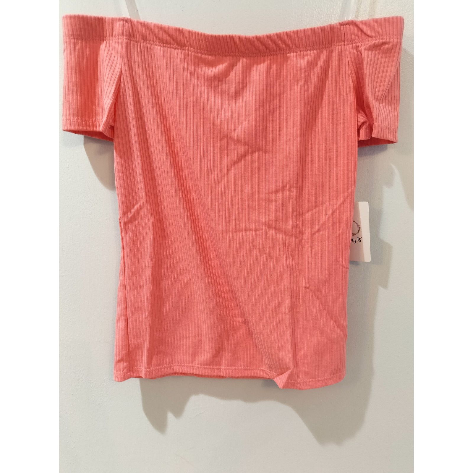 Other Trendy JS Coral Ribbed Off Shoulder Top Junior's L Stretch Size L / US 10 / IT 46 - 1 Thumbnail