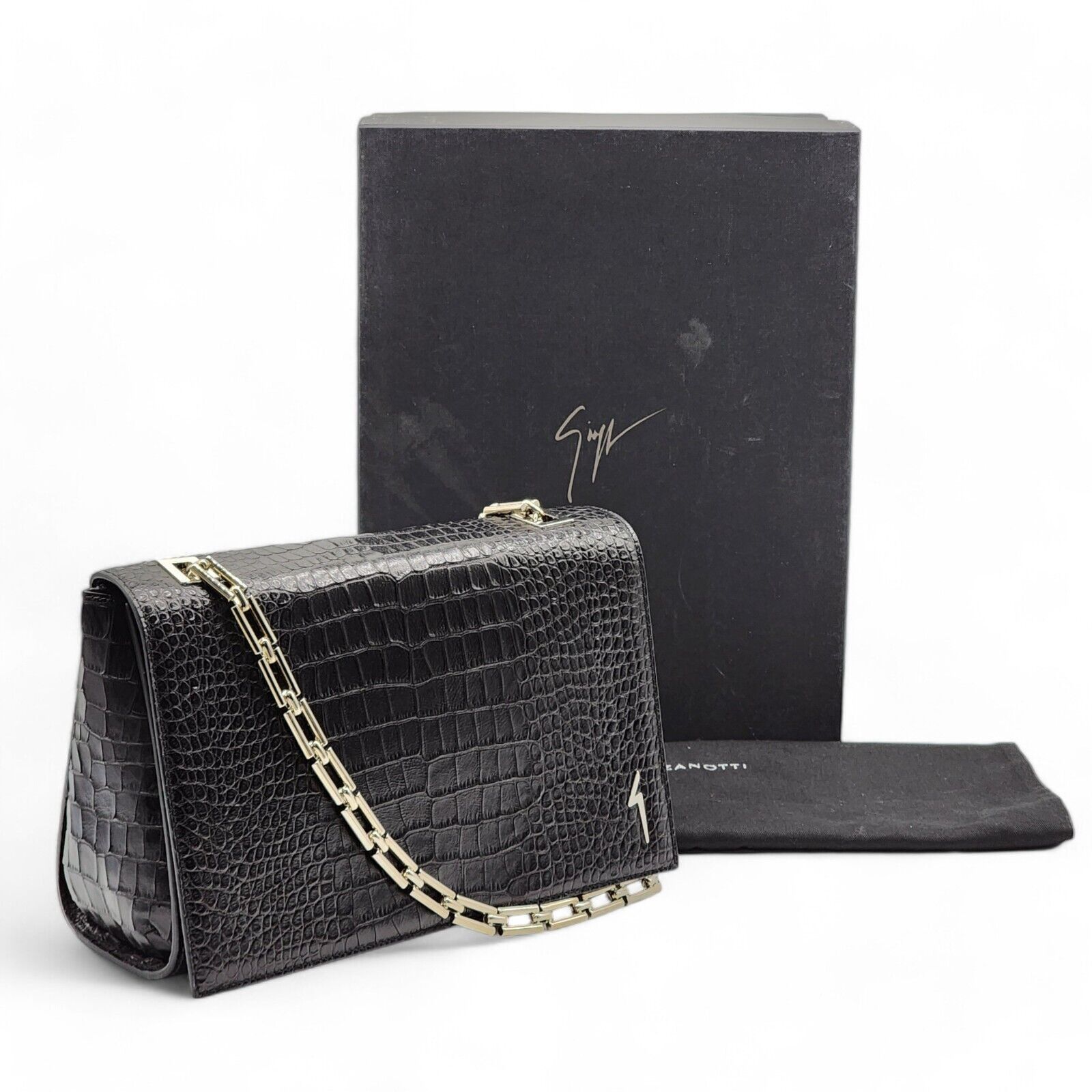 Giuseppe Zanotti Christen Shoulder Bag Clutch - Python Leather Black $890 Size ONE SIZE - 8 Thumbnail