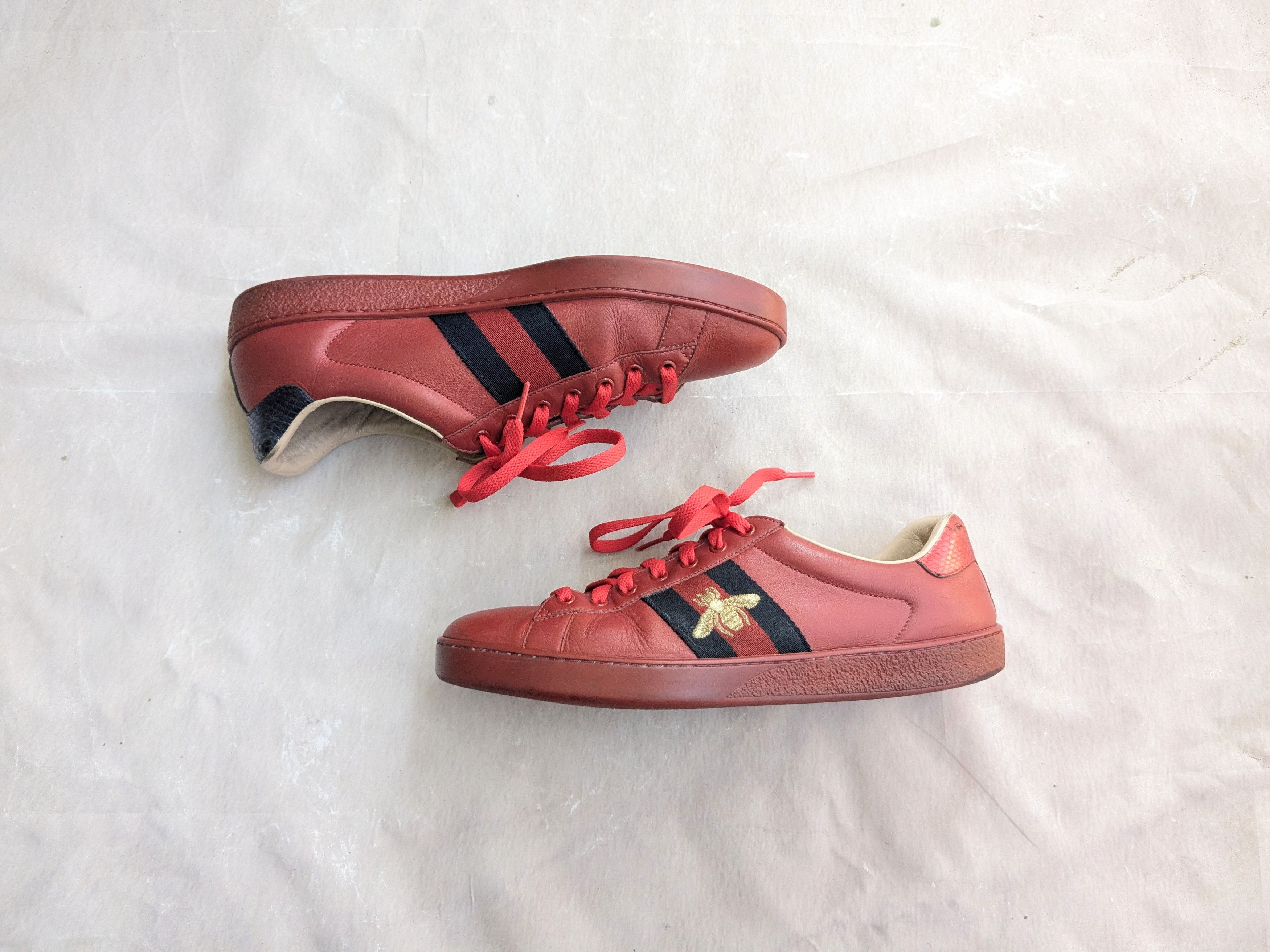 Gucci Gucci Ace Sneakers 9.5 Red Leather Low 429446 Size US 9.5 / EU 42-43 - 1 Thumbnail