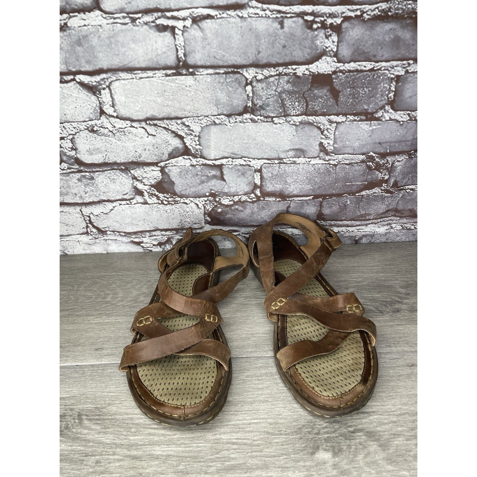Born Born Handcrafted Brown Leather Strappy Casual Sandals Women’ Size US 10 / IT 40 - 6 Thumbnail