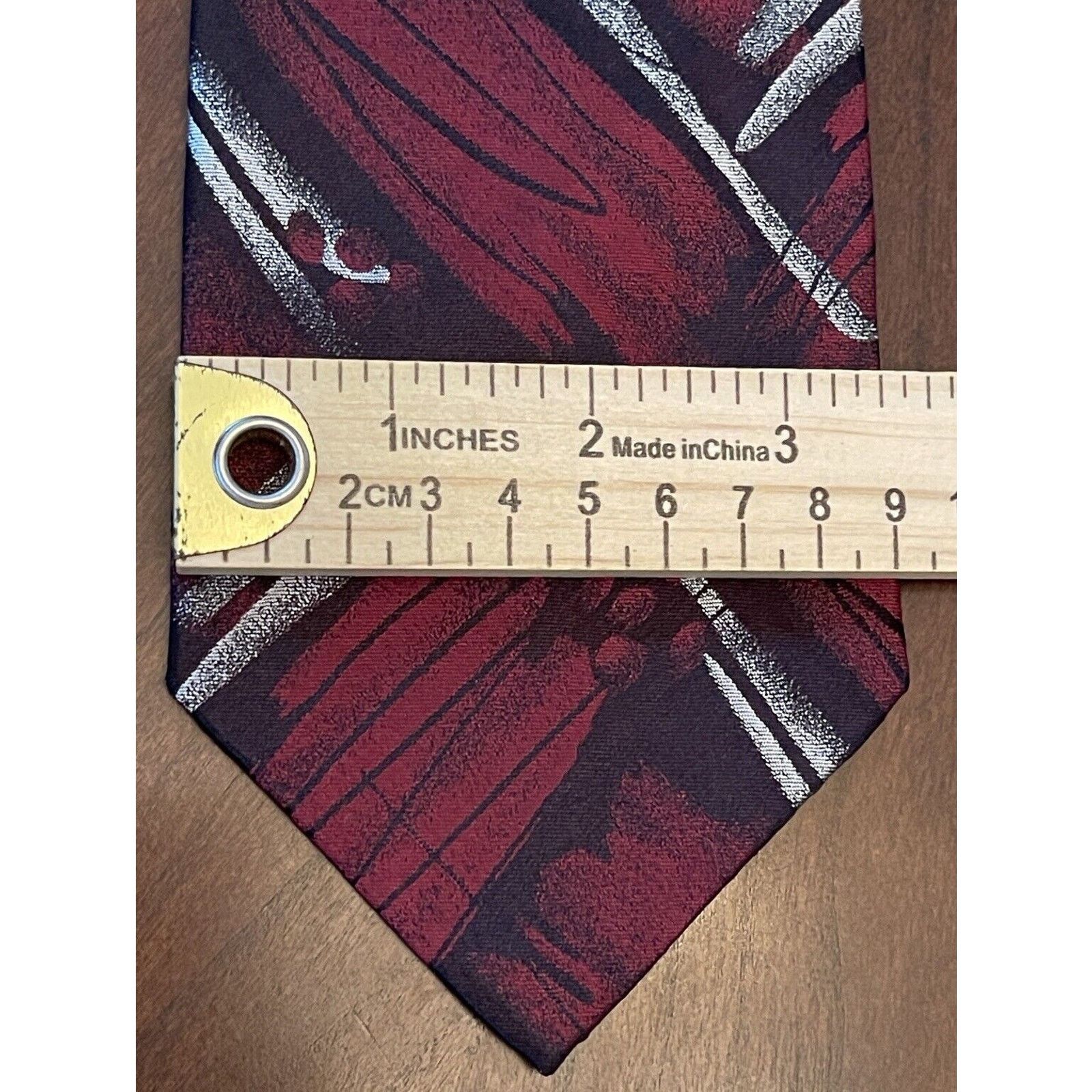 Pierre Cardin Pierre Cardin Burgundy Black Gray 100% Silk Made In China Size ONE SIZE - 4 Thumbnail