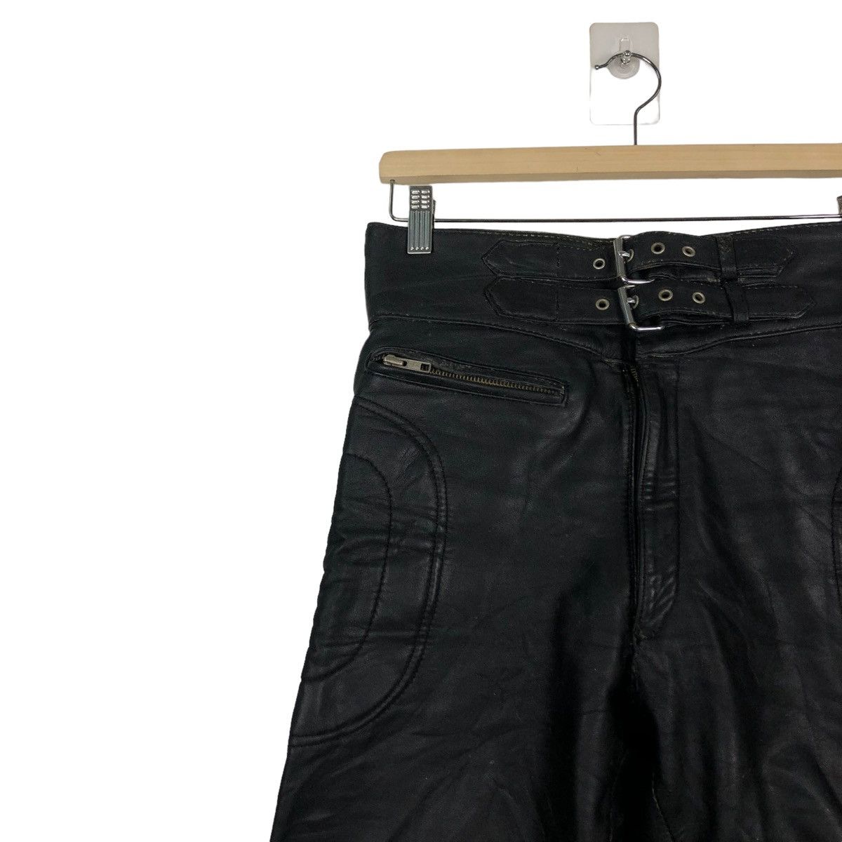 Genuine Leather 🔥VINTAGE LEATHER TROUSERS RACING PANTS SAFETY MOTOR CROSS Size US 30 / EU 46 - 6 Thumbnail