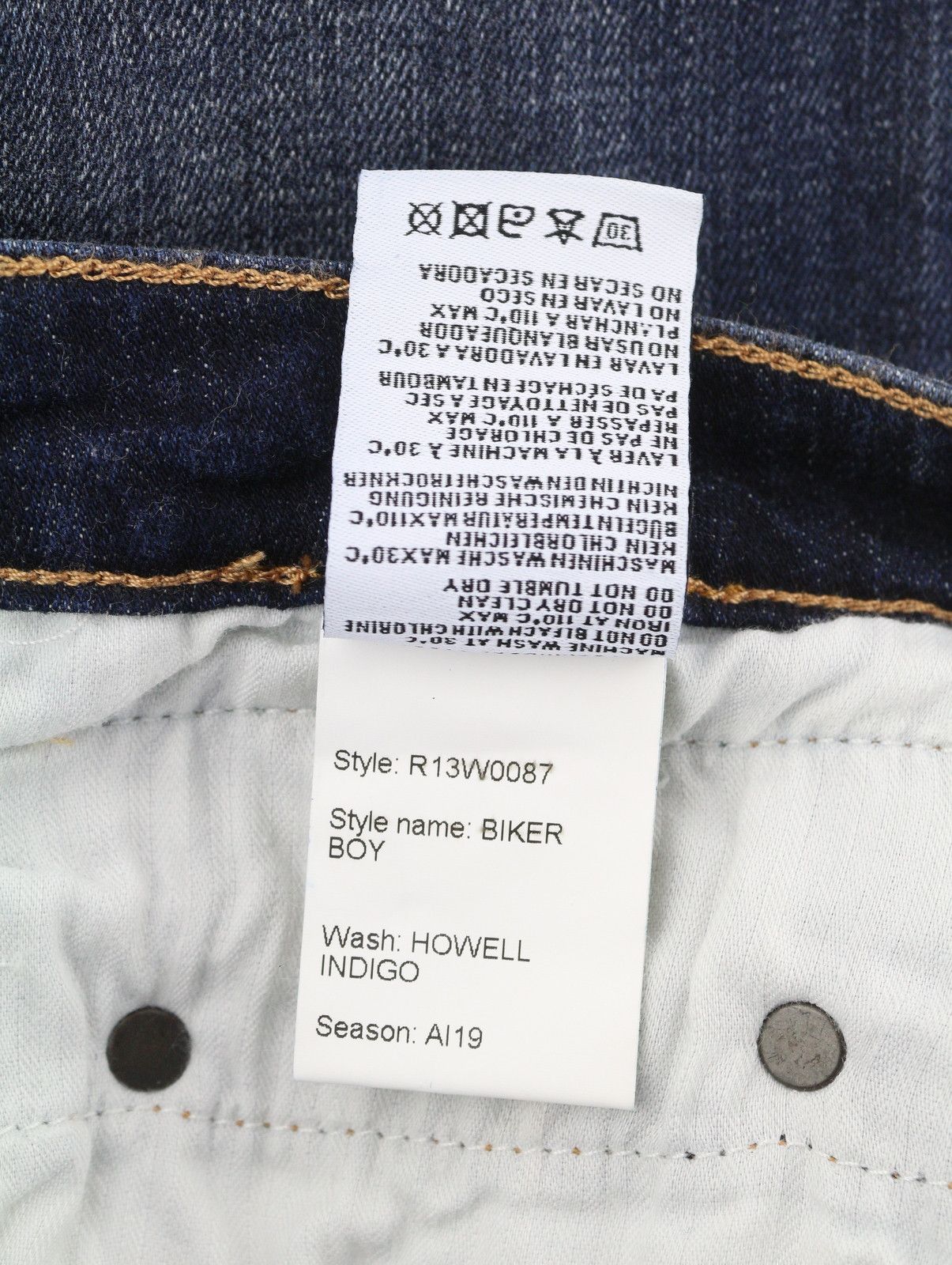 R13 BIKER BOY 27 Howell Indigo Ankle Cropped Skinny Blue 85797 Size 27" / US 4 / IT 40 - 8 Thumbnail