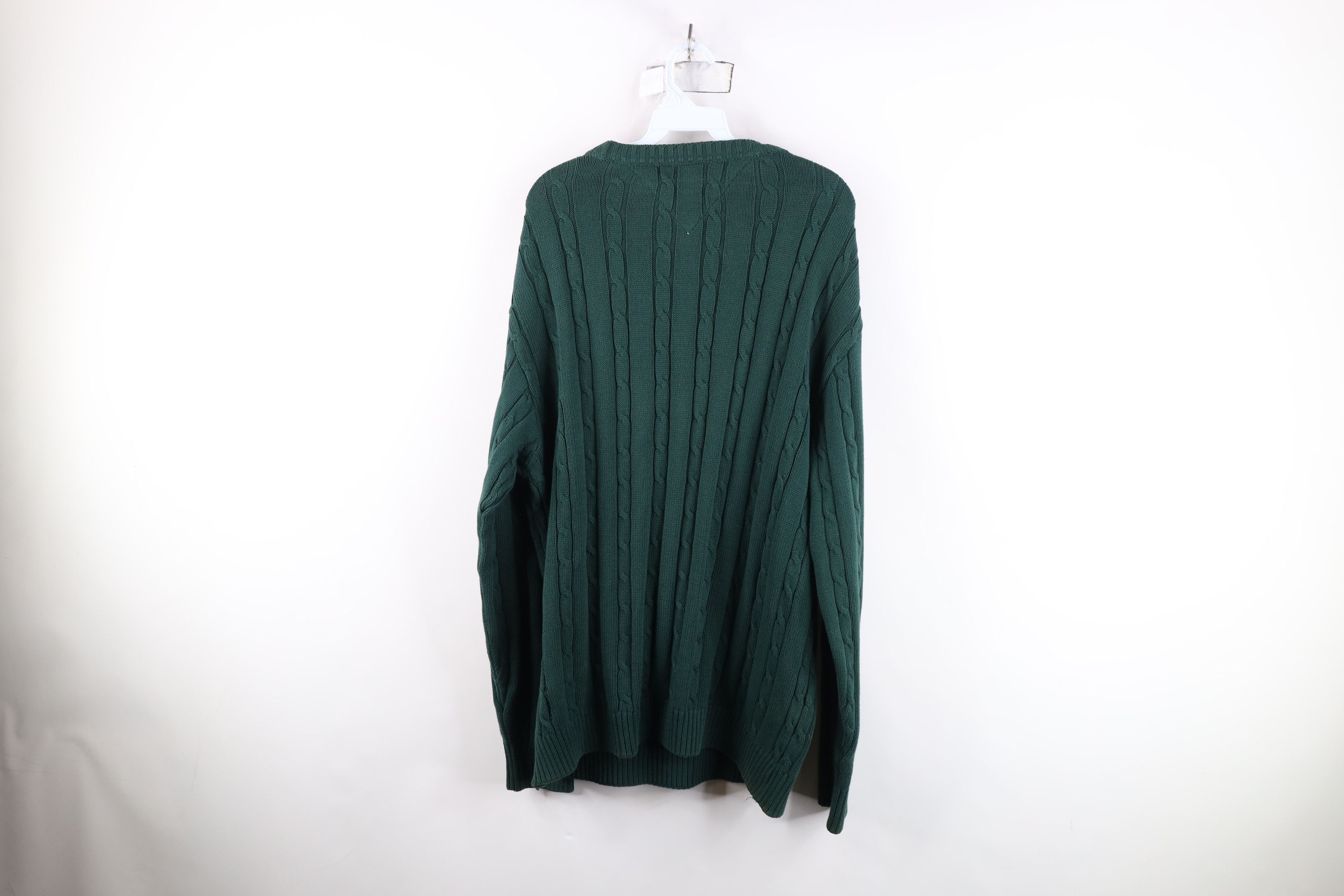 Tommy Hilfiger Vintage 90s Tommy Hilfiger Chunky Cable Knit Sweater Green Size US XL / EU 56 / 4 - 12 Thumbnail