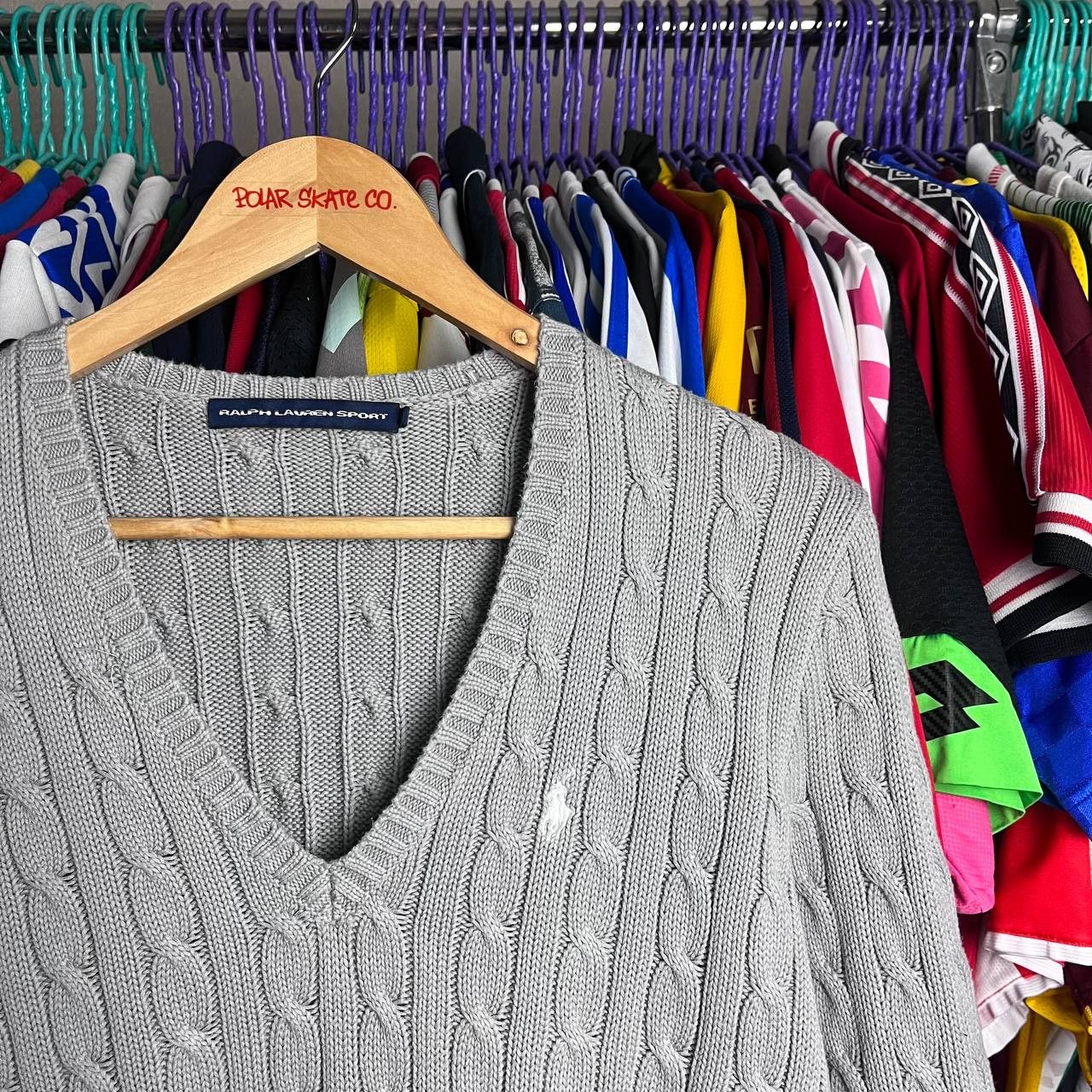 Polo Ralph Lauren Ralph Lauren Sport Gray V-Neck Cable Knit Sweater Pullover Size L / US 10 / IT 46 - 3 Thumbnail