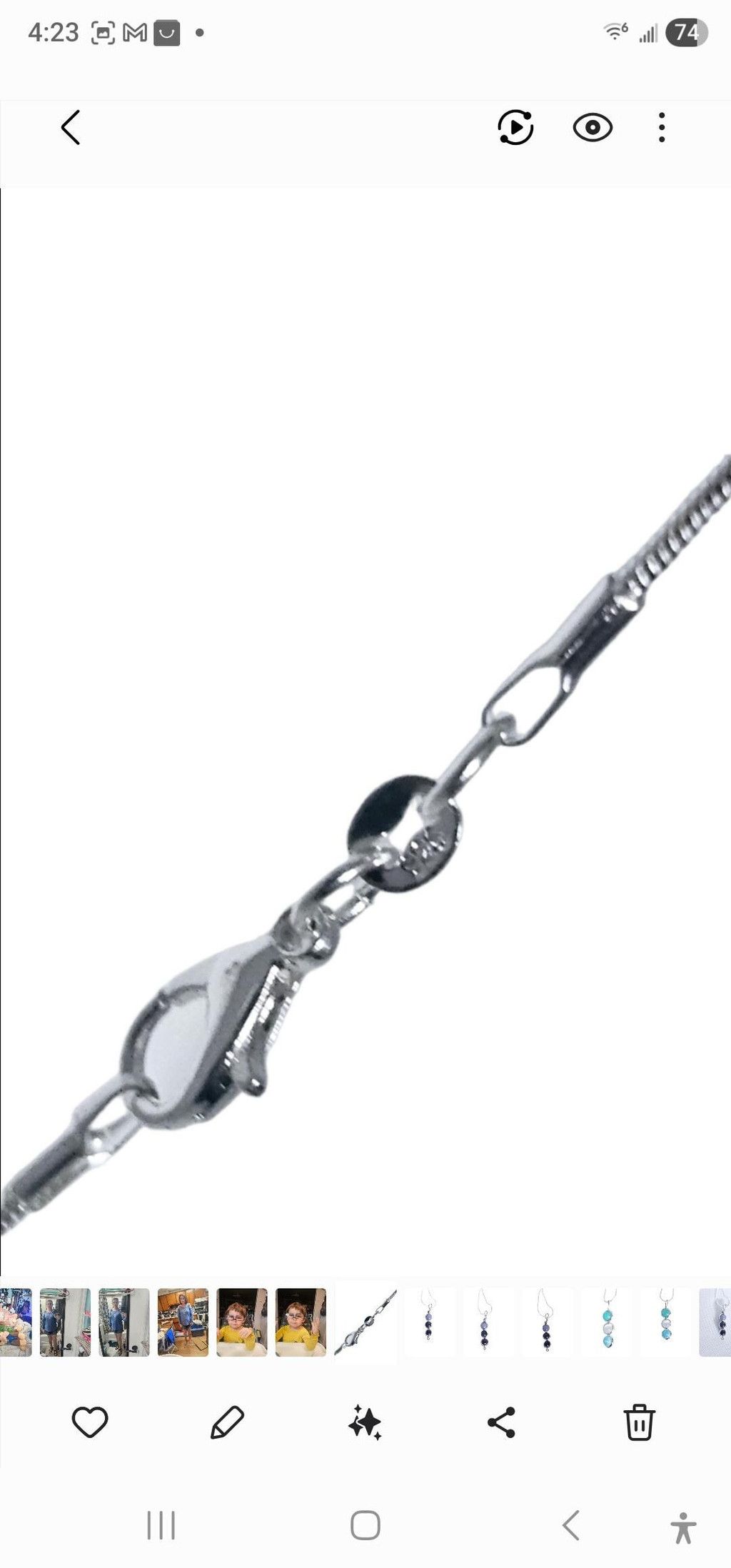 Handmade Natural Gemstone Kinetic 925 Sterling Silver Necklace Size ONE SIZE - 2 Thumbnail