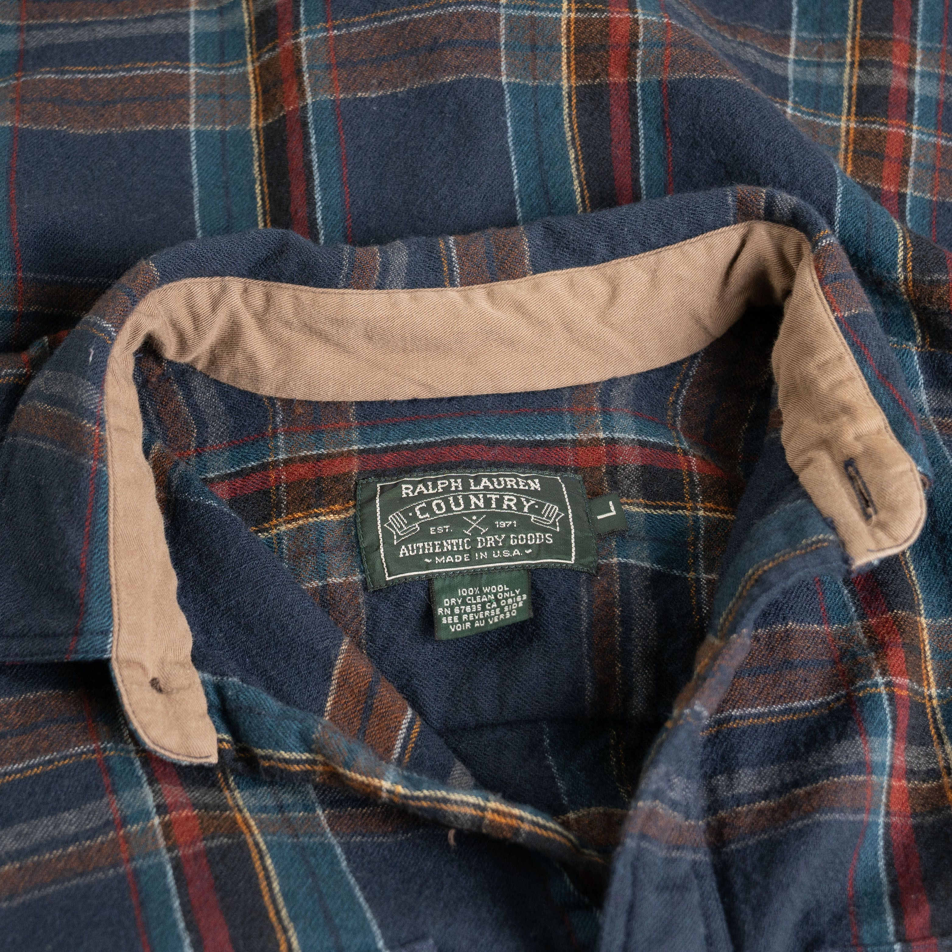 Polo Ralph Lauren × RRL Ralph Lauren × Ralph Lauren Vintage 1990's Ralph Lauren Country Made In USA Flannel Size US L / EU 52-54 / 3 - 3 Thumbnail