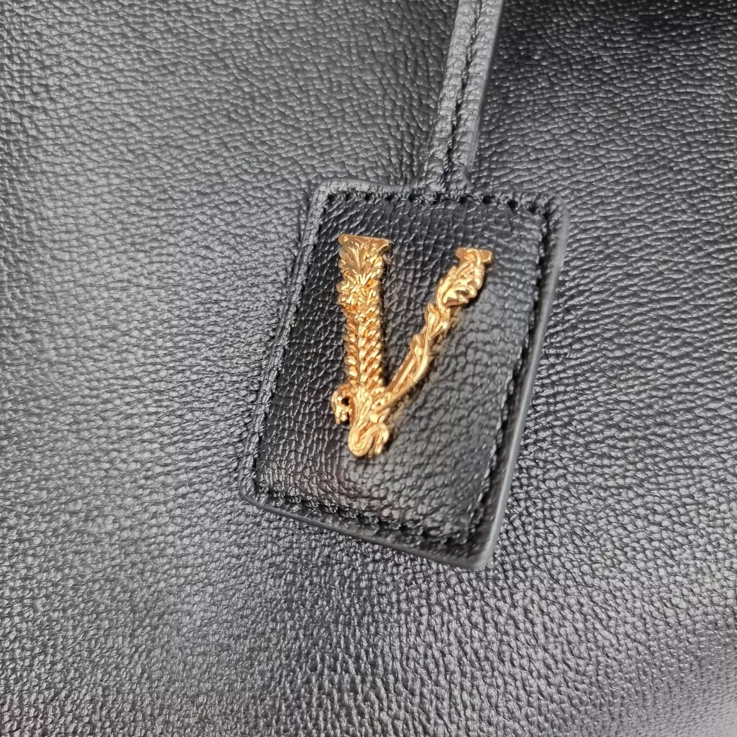 Versace Versace Black Leather Tote Bag New Size ONE SIZE - 9 Thumbnail