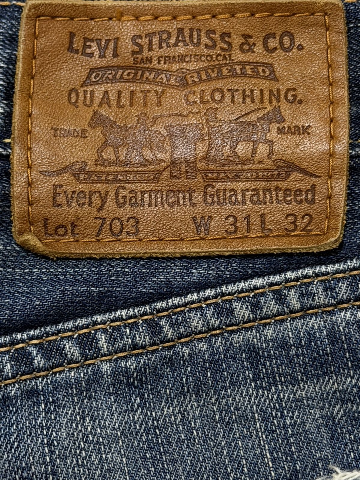 Levi's Vintage Y2K Levis 703 Faded Whiskers Distressed Wide Leg Size US 31 - 6 Thumbnail