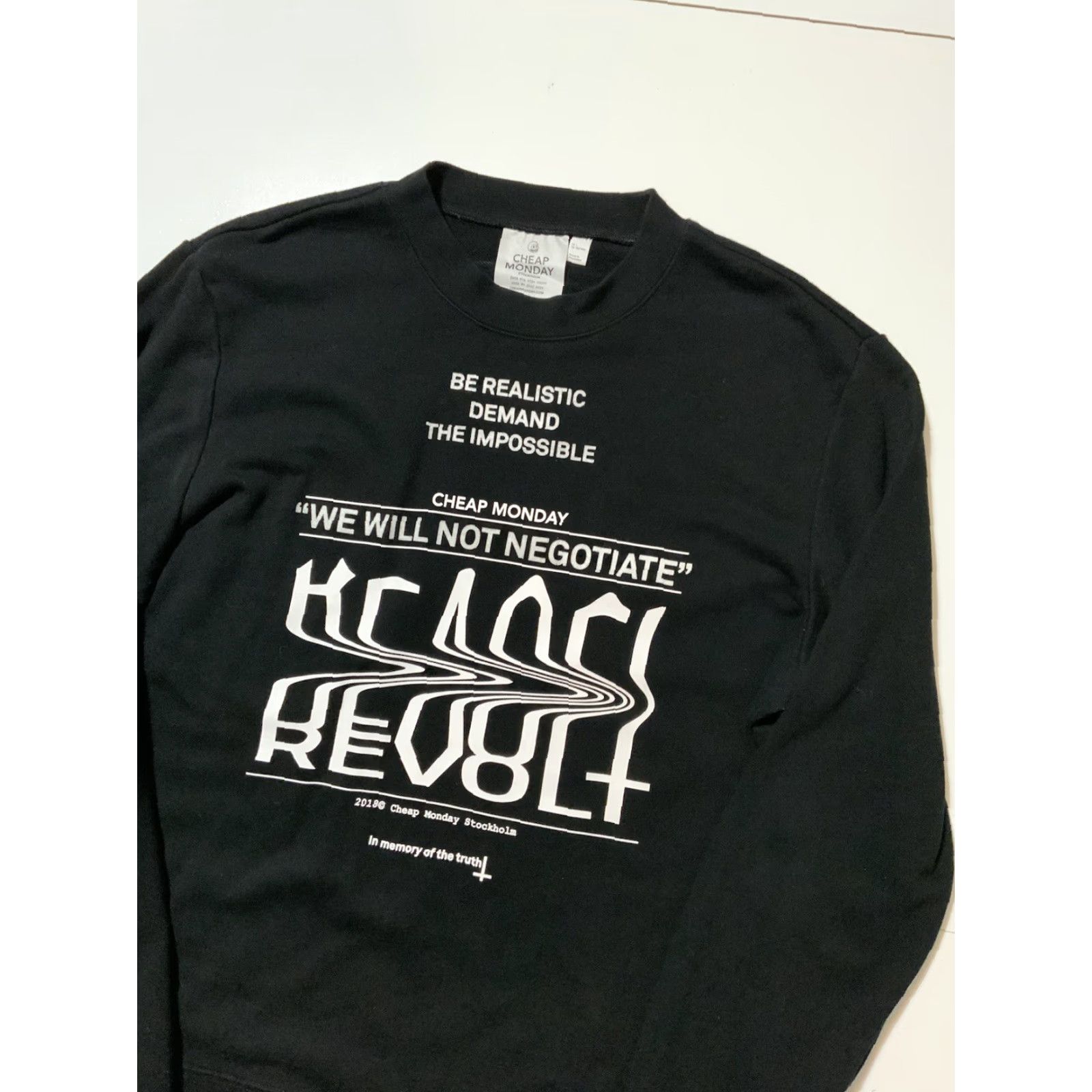 Cheap Monday Cheap Monday Sweatshirt Mens LG Black Stockholm We Will Not Negotiate Be Realistic Crewneck Size US L / EU 52-54 / 3 - 3 Thumbnail