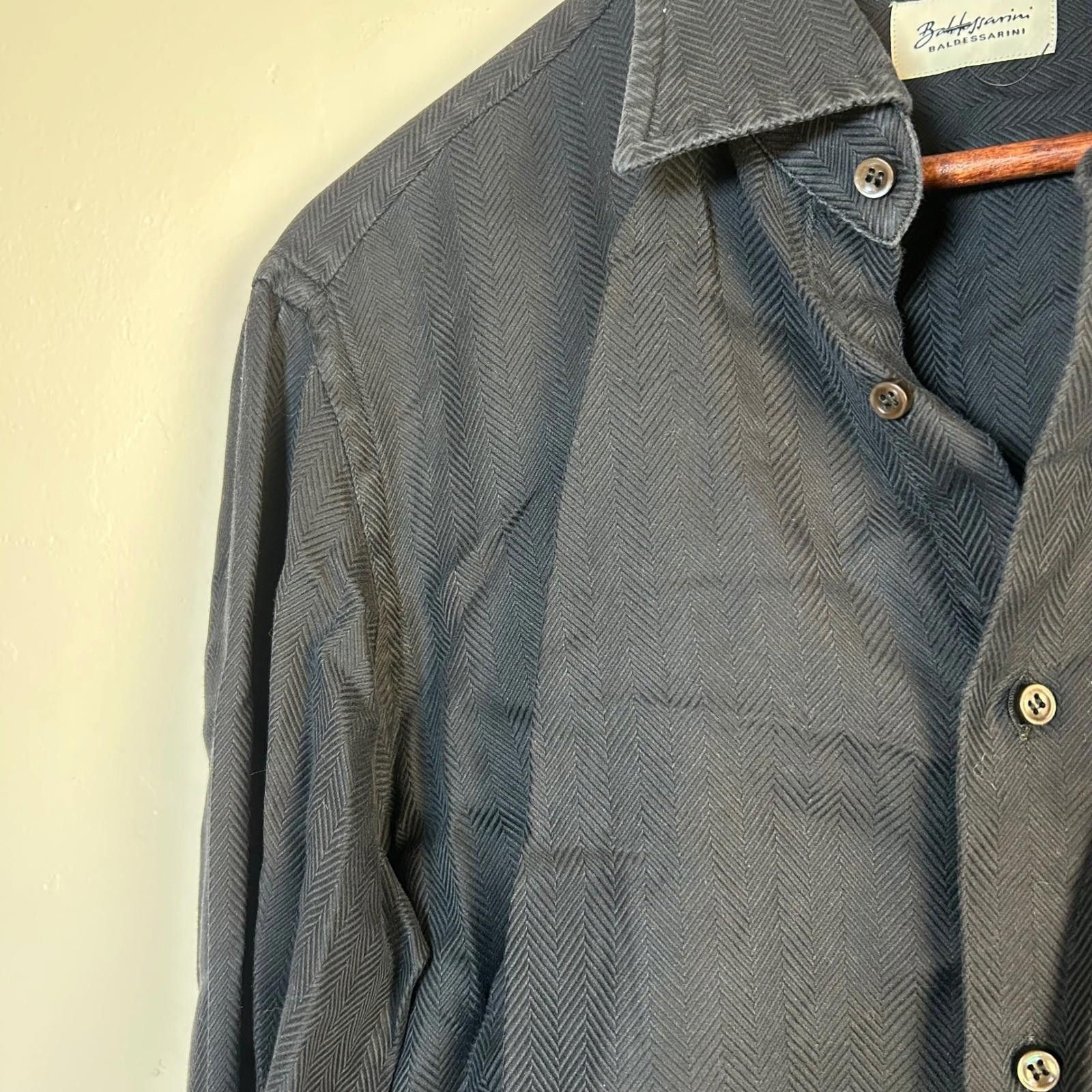 Baldessarini Baldessarini Button Down Shirt Men Medium Black Herringbone Size 38R - 4 Thumbnail