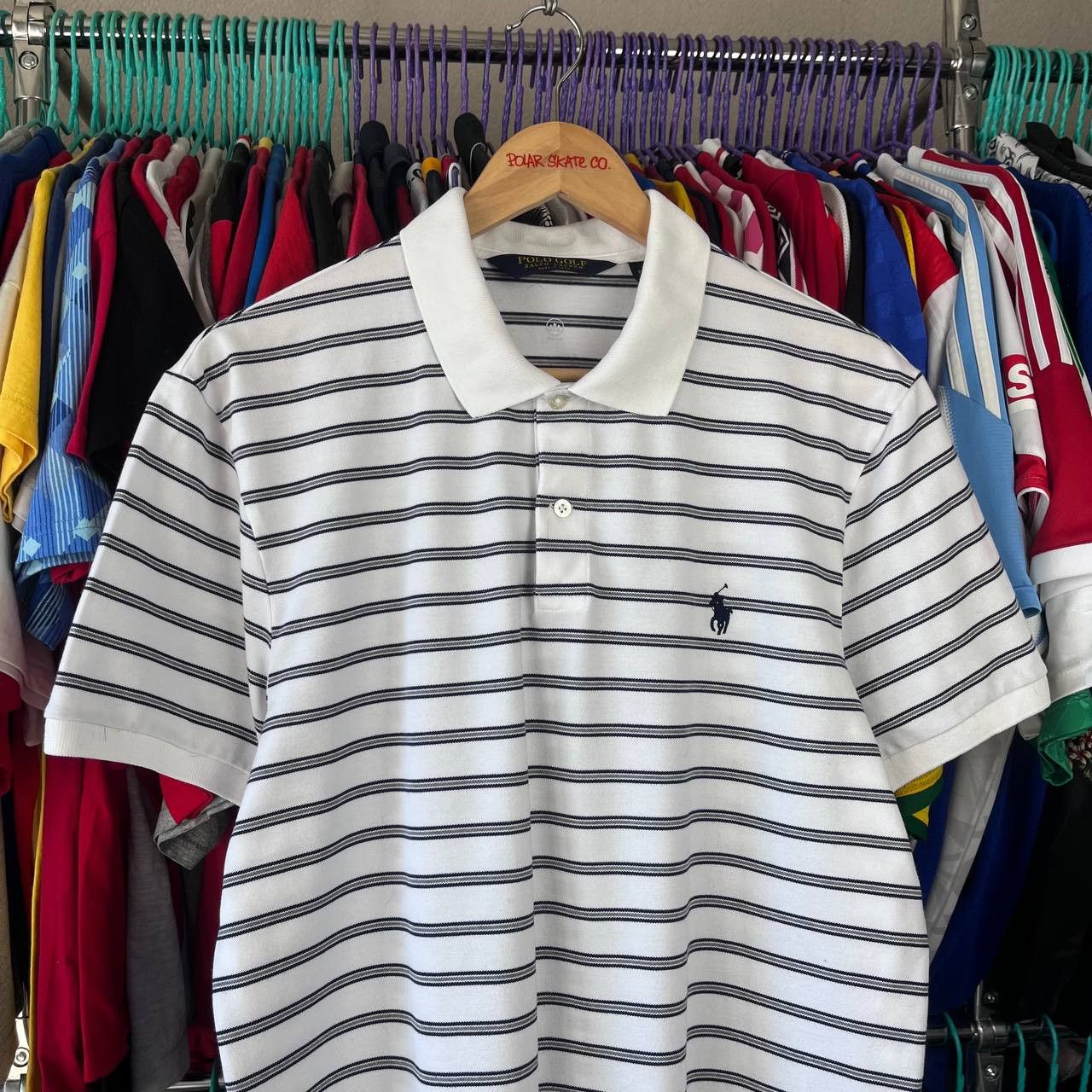 Polo Ralph Lauren Ralph Lauren Polo Golf White/Black Striped Polo Tshirt Size US L / EU 52-54 / 3 - 1 Thumbnail