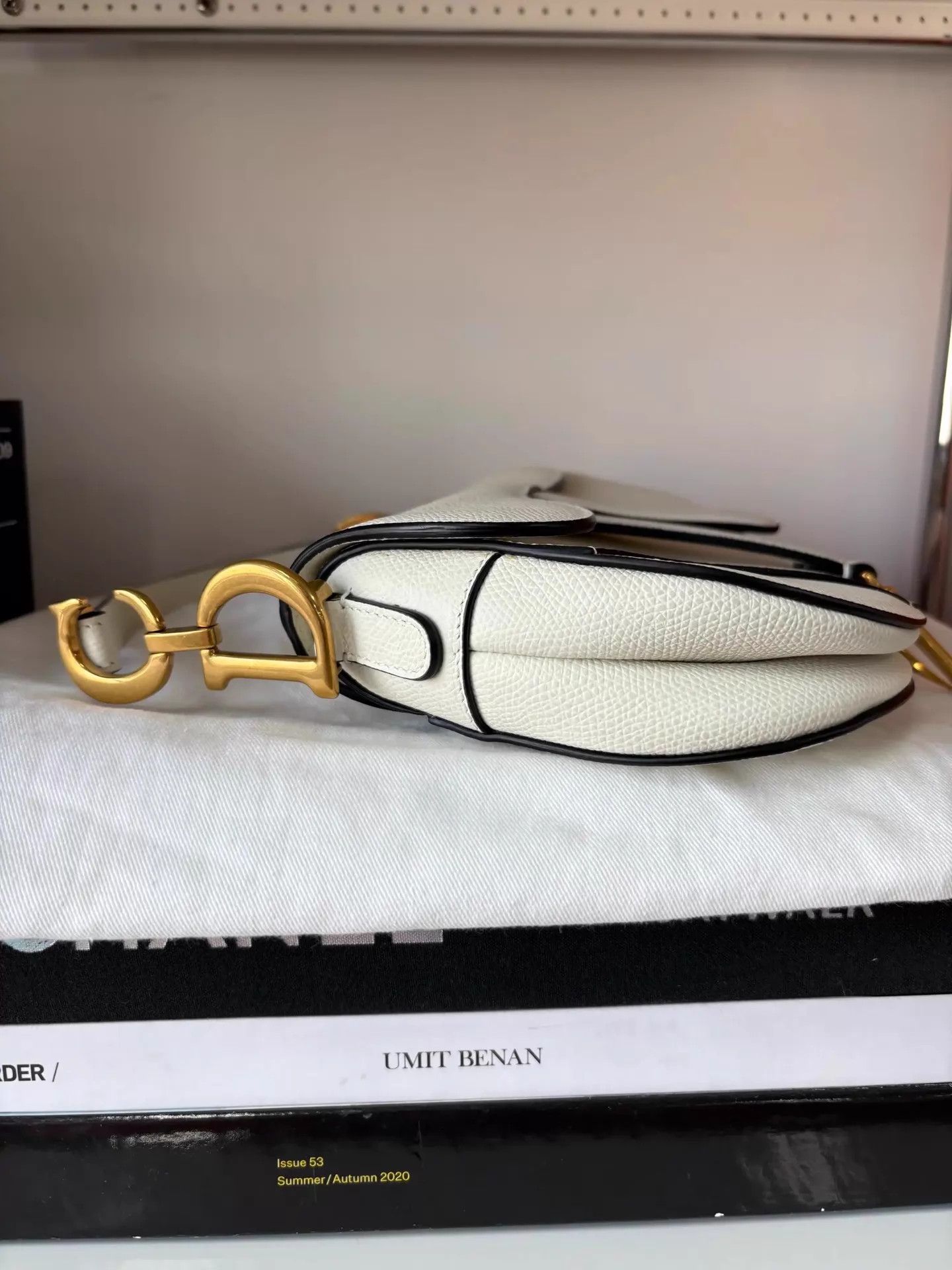 Dior Dior Saddle Bag Small White Litchi Calfskin Gold Size ONE SIZE - 2 Thumbnail