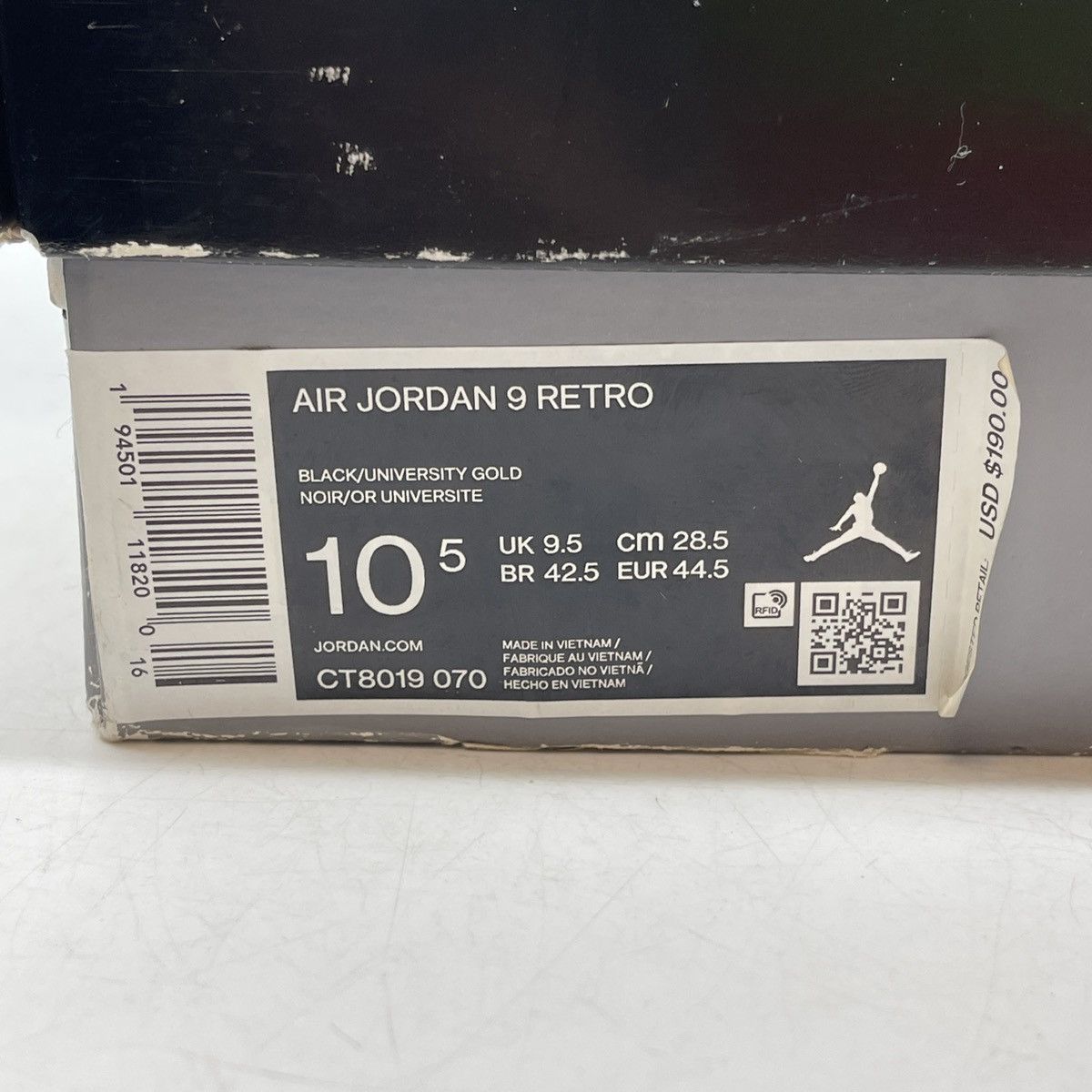 Jordan Brand Air Jordan 9 dark charcoal university gold Size US 10.5 / EU 43-44 - 9 Thumbnail