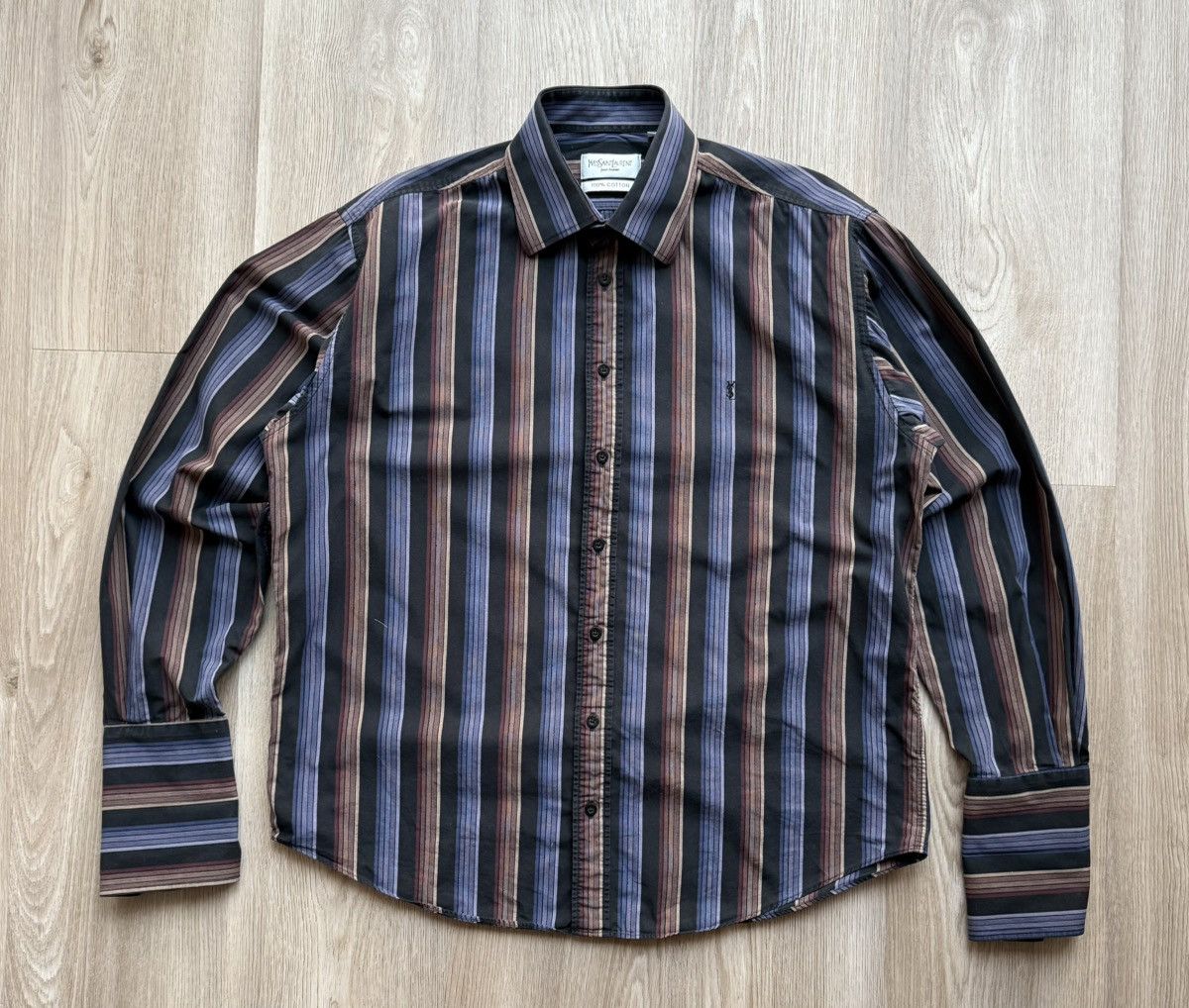 Yves Saint Laurent Vintage YSL Yves Saint Laurent Striped Button Up Shirt Size US L / EU 52-54 / 3 - 1 Thumbnail