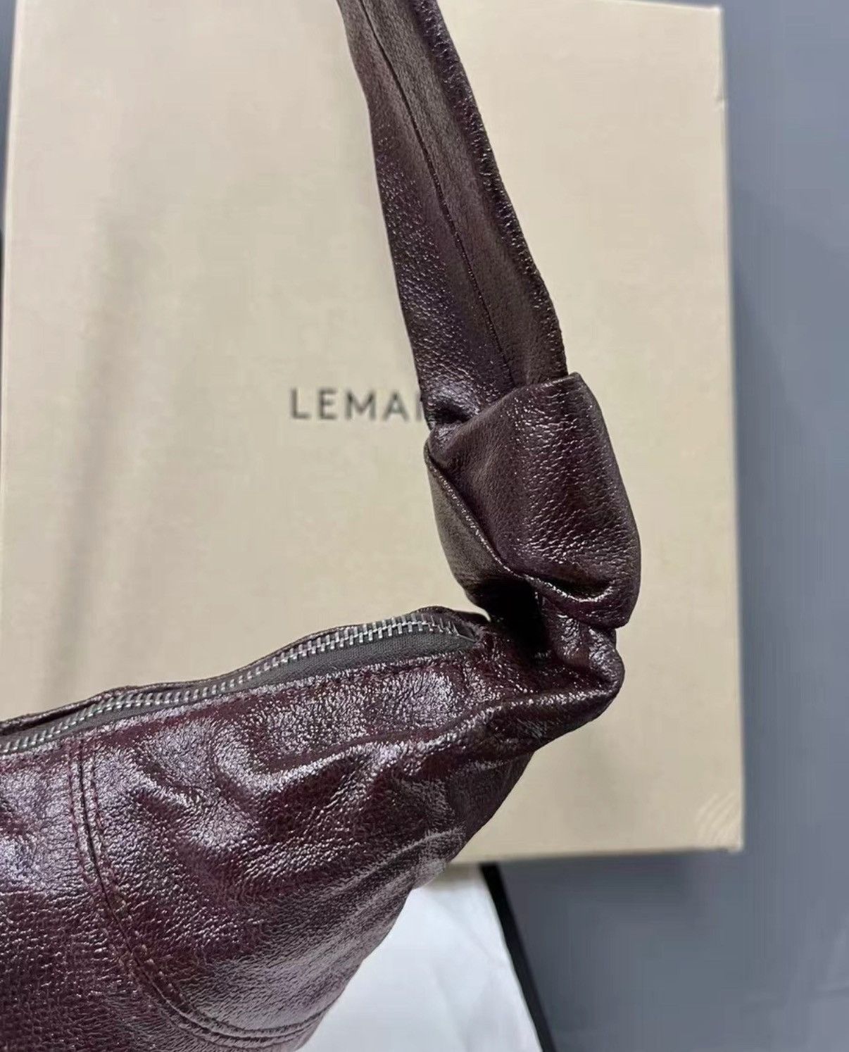 Lemaire Lemaire Coated Small Lava Chocolate Croissant Bag KKKK6 Size ONE SIZE - 6 Thumbnail