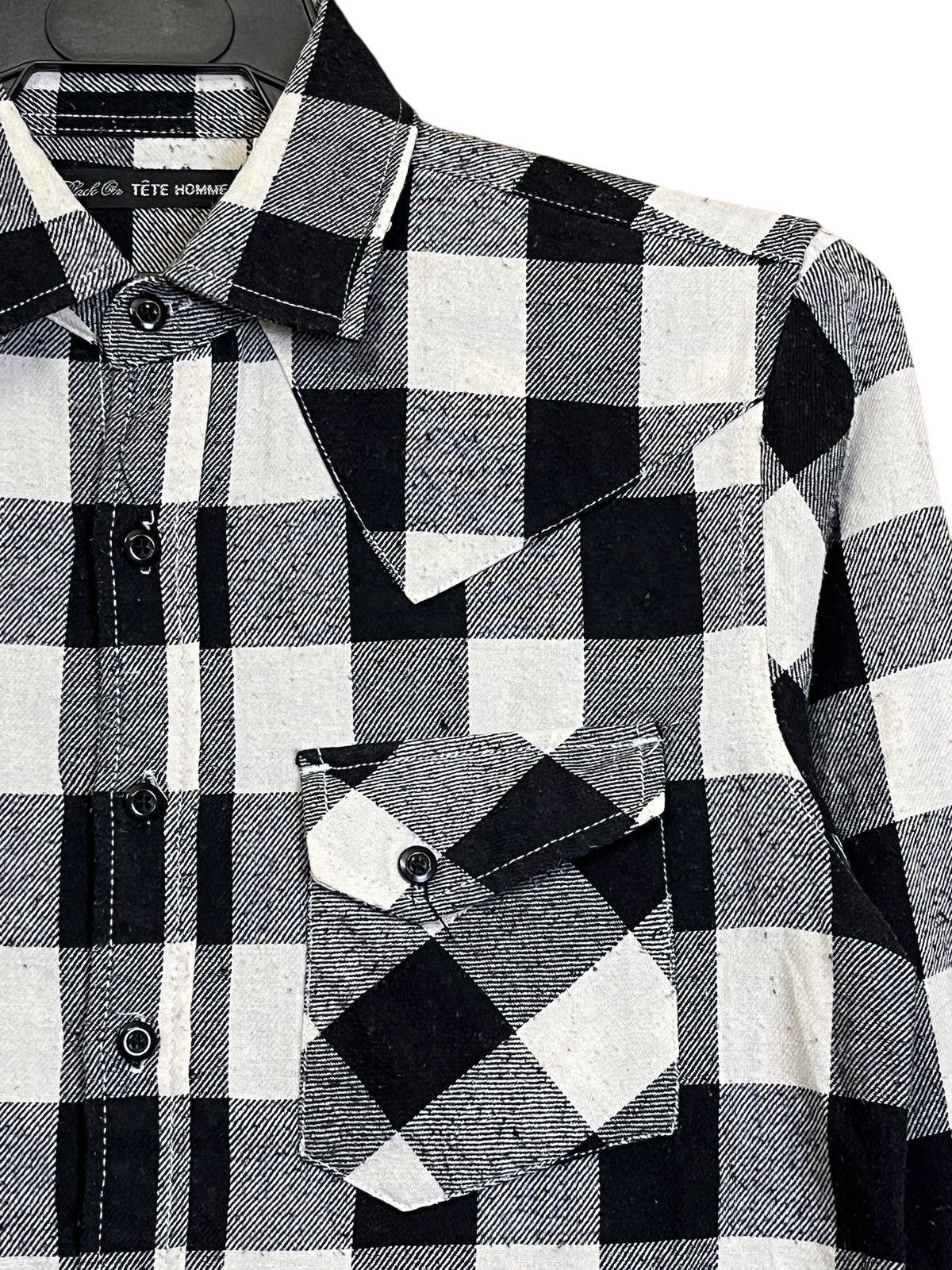 Tete Homme TETE HOMME issey miyake black on flannel button ups shirts Size US M / EU 48-50 / 2 - 5 Thumbnail