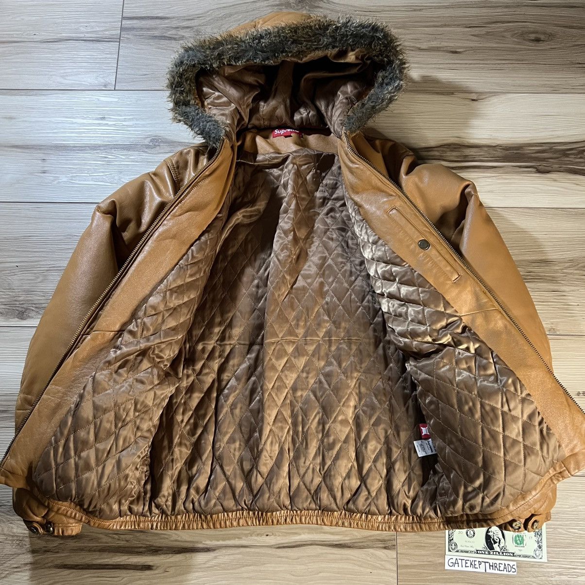Supreme Supreme FW15 Tan Leather Down Puffer Jacket Fur Trim Size US L / EU 52-54 / 3 - 14 Thumbnail