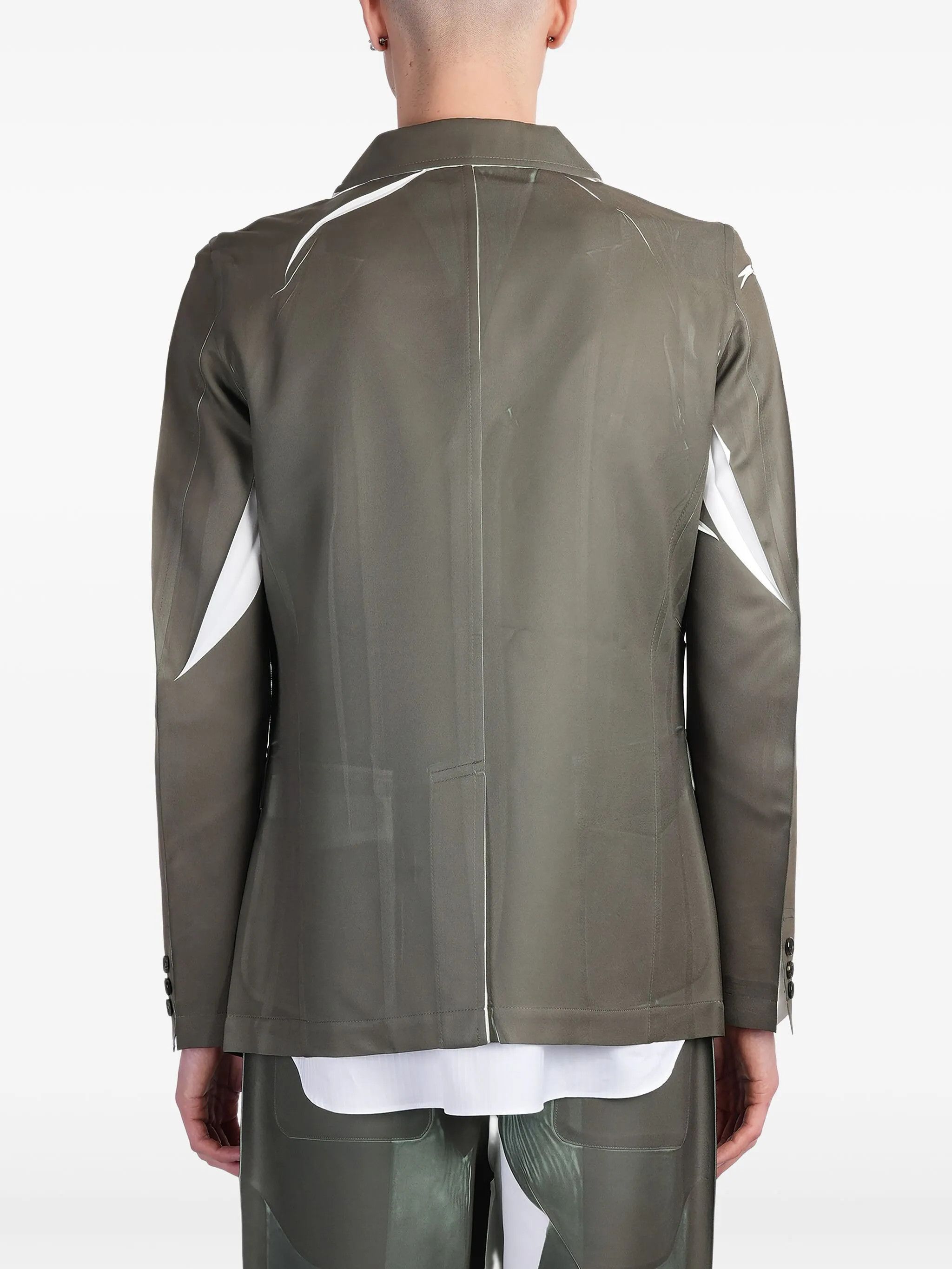 Comme des Garcons SHIRT o1tko10426 Printed Blazer Jacket in Olive Size US S / EU 44-46 / 1 - 4 Thumbnail