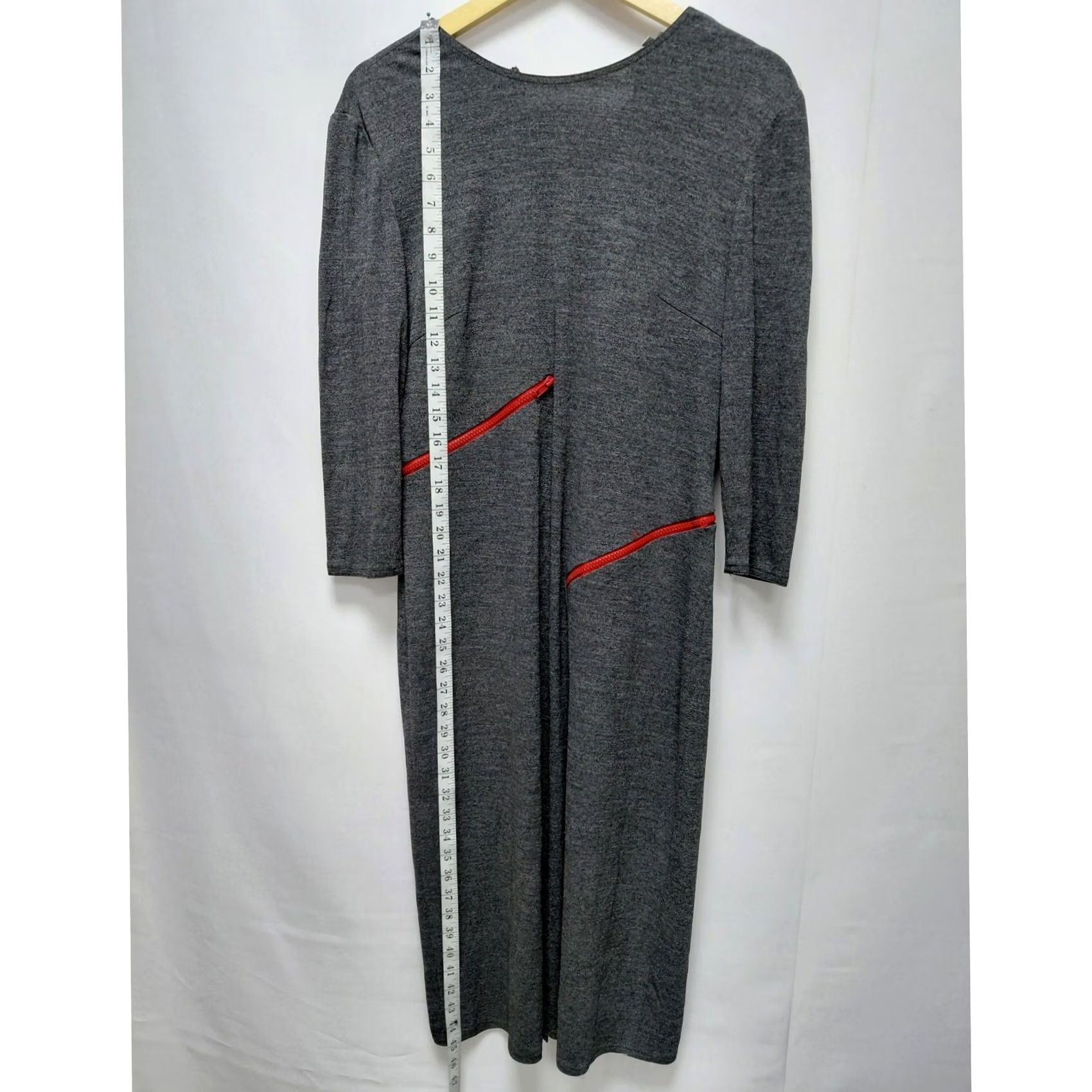 Adrianna Papell Adrianna Papell Gray Midi Dress Size 12 Red Zipper Accents Women's Size XL / US 12-14 / IT 48-50 - 6 Thumbnail