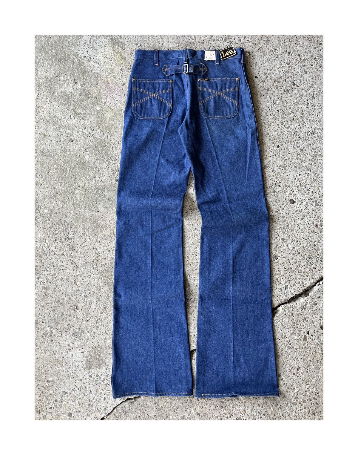 image of NWT 1970’S Lee Buckle Back Bellbottom Flare Jeans in Blue, Men's (Size 32)