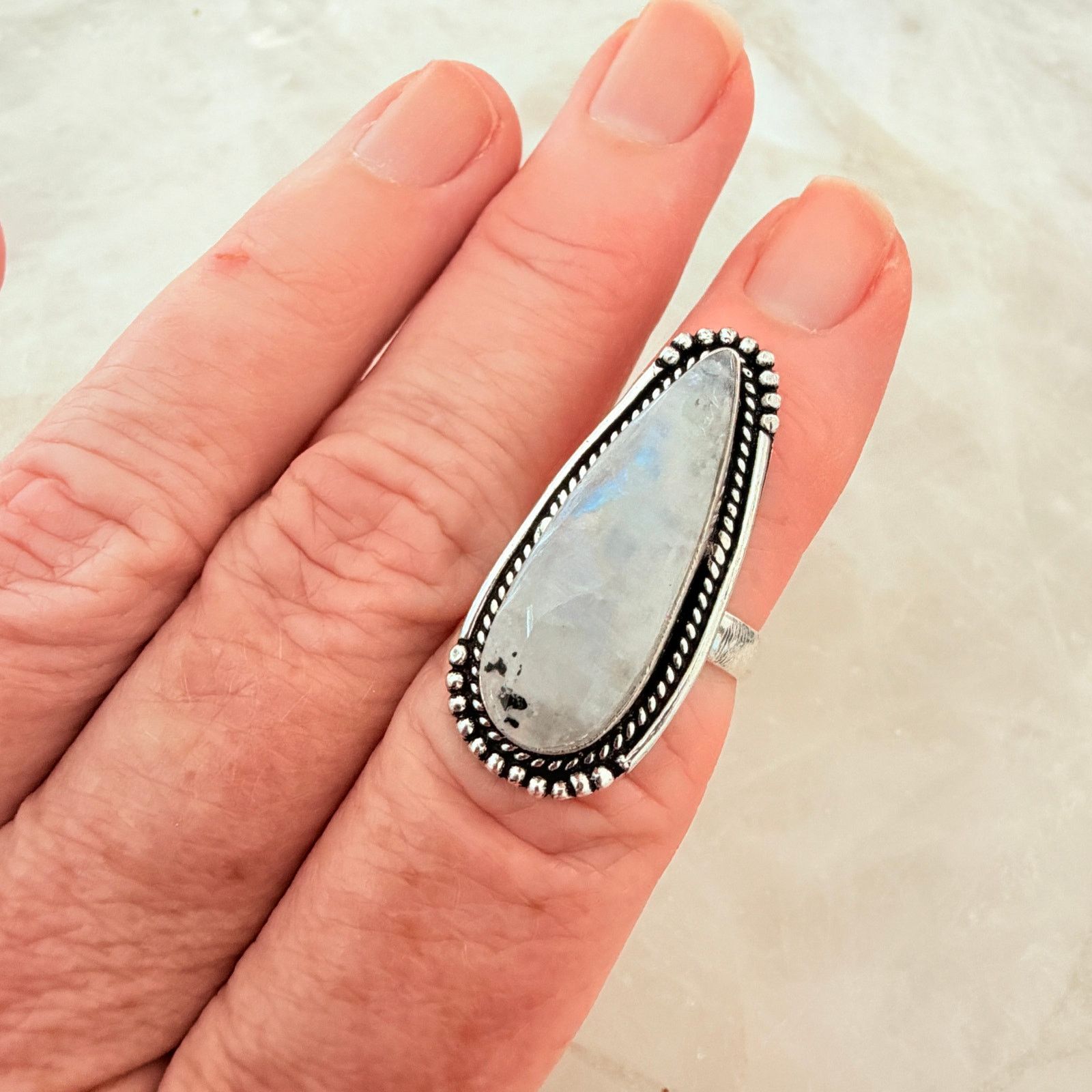 The Unbranded Brand Rainbow Moonstone 925 Silver Plated Ring Size 6 Size ONE SIZE - 3 Thumbnail