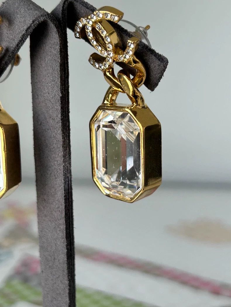 Chanel Chanel Double c square drill earrings Size ONE SIZE - 3 Thumbnail