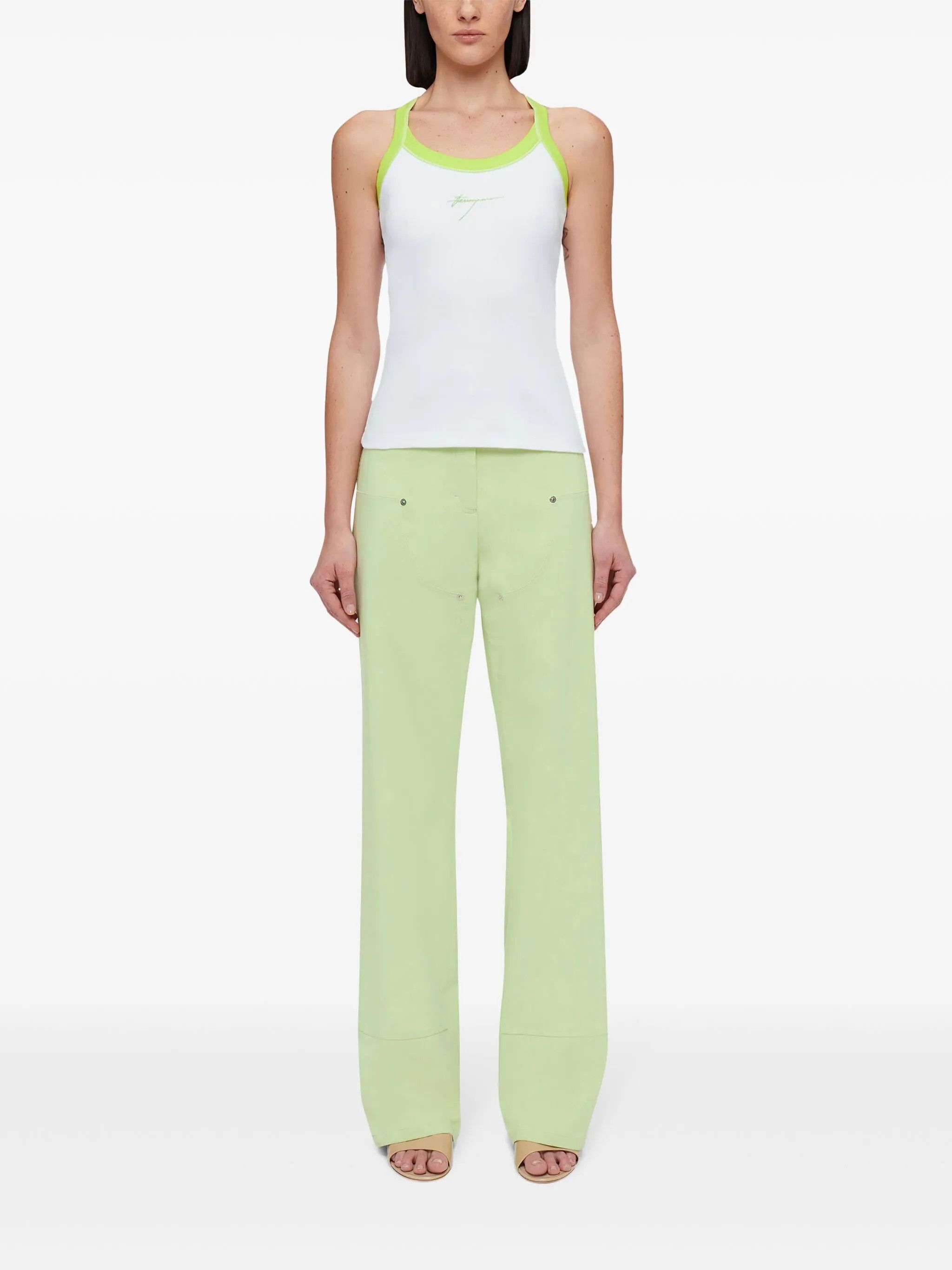 Salvatore Ferragamo o1s1rm0126 Hi Waisted Carpenter Pant in Lime Green Size 28" / US 6 / IT 42 - 2 Thumbnail