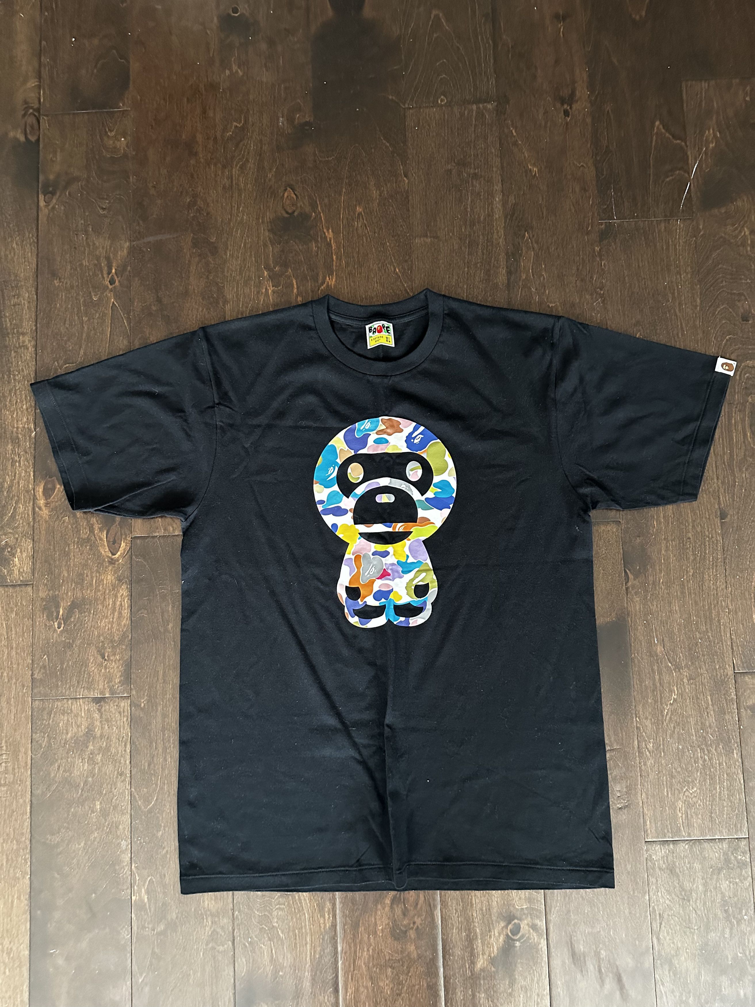 image of Bape Multi Camo Big Baby Milo Tee (Ss18) in Black, Men's (Size XL)