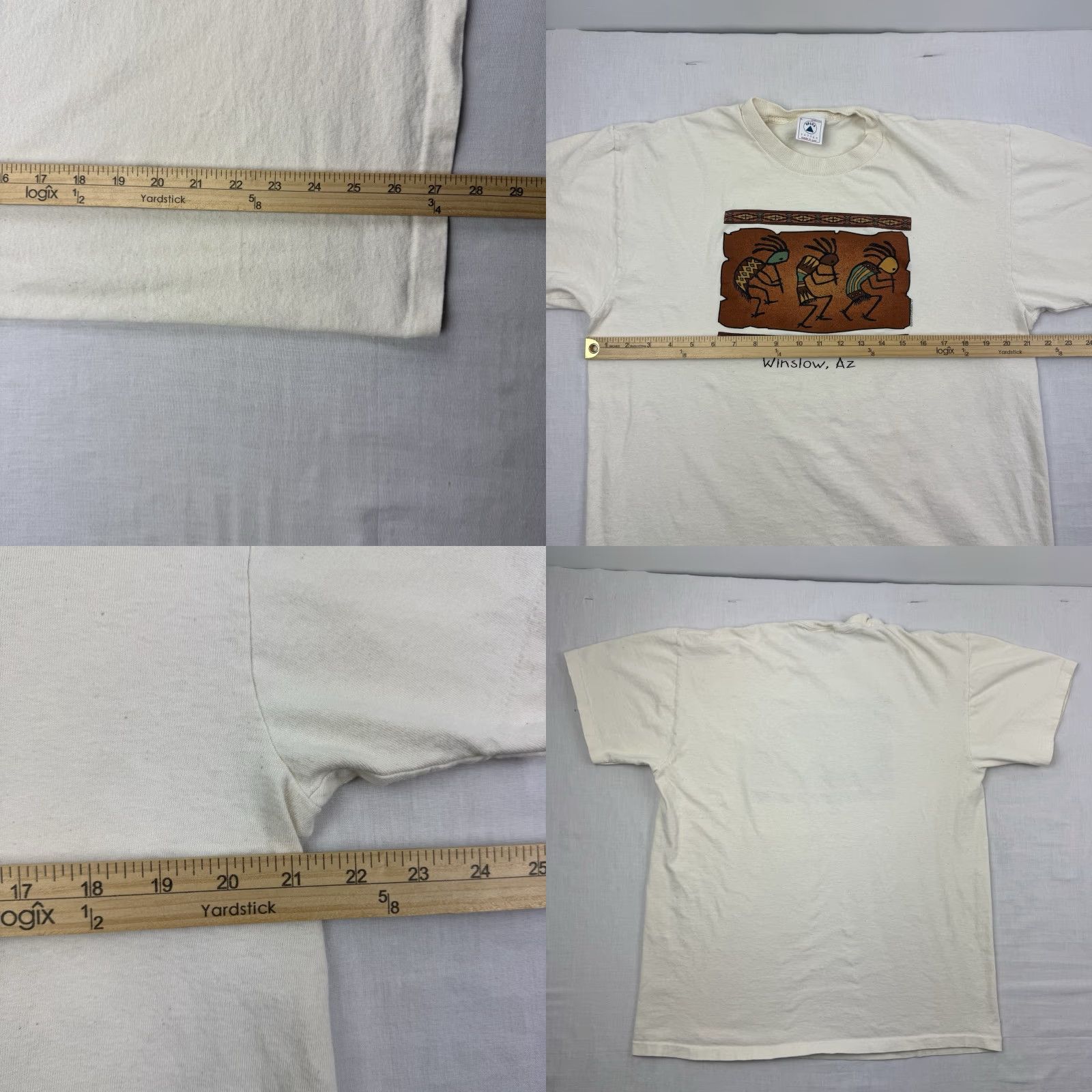 Delta VINTAGE Delta T-Shirt Men Adult Large Beige Cotton Tribal Nature USA 90s Aztec Winslow Arizona Shirt Crew Neck Short Sleeve Size US L / EU 52-54 / 3 - 8 Thumbnail