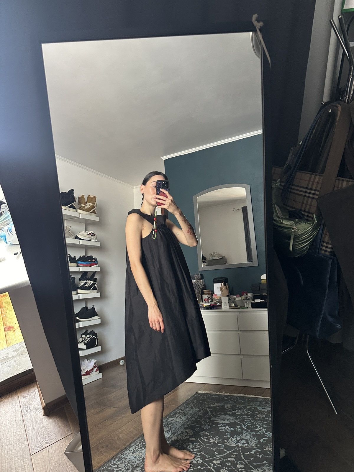 Rick Owens Rick Owens Anthem SS11 Draped Cotton Midi Dress Size S / US 4 / IT 40 - 9 Thumbnail
