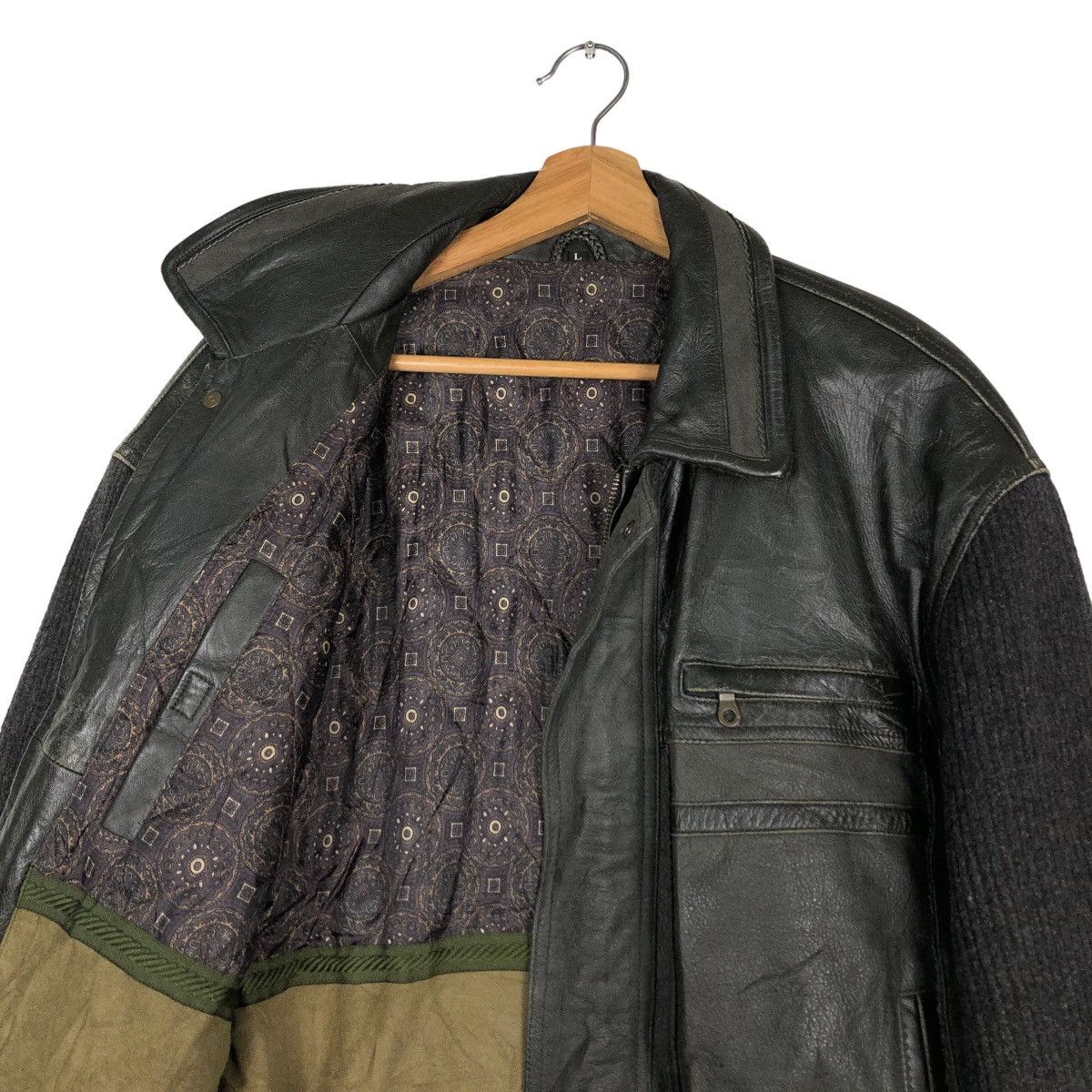 Japanese Brand 🔥Vintage Biker Leather Jacket Japan Made Knit Sleeve Rare Size US L / EU 52-54 / 3 - 12 Thumbnail
