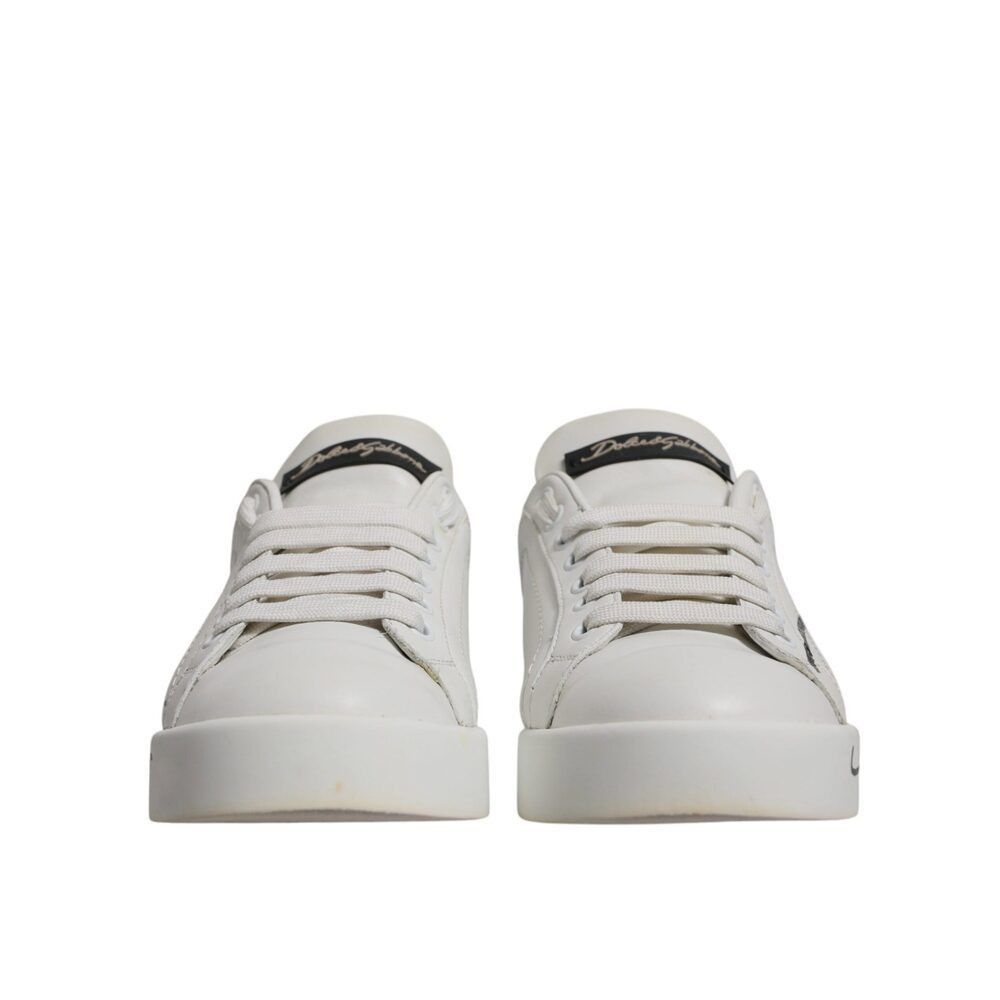 Dolce & Gabbana Dolce & Gabbana White Blue Logo Portofino Sneakers Shoes Size US 12 / IT 42 - 2 Thumbnail