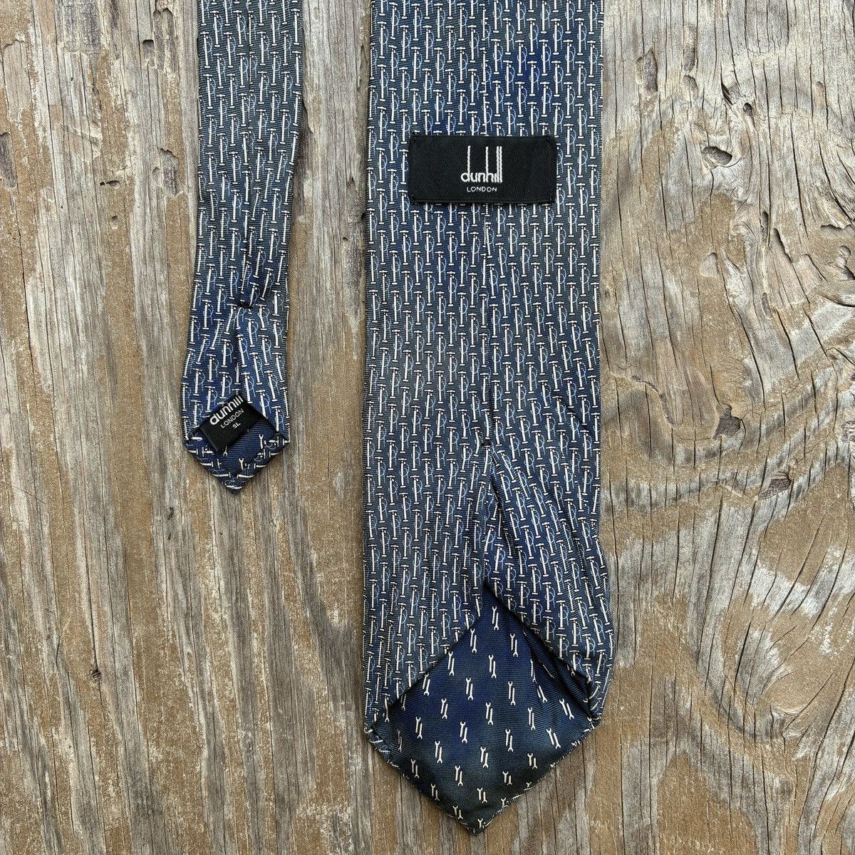 Other Vintage Dunhill London Silk Tie Blue Wrench Pattern Necktie Size ONE SIZE - 2 Thumbnail